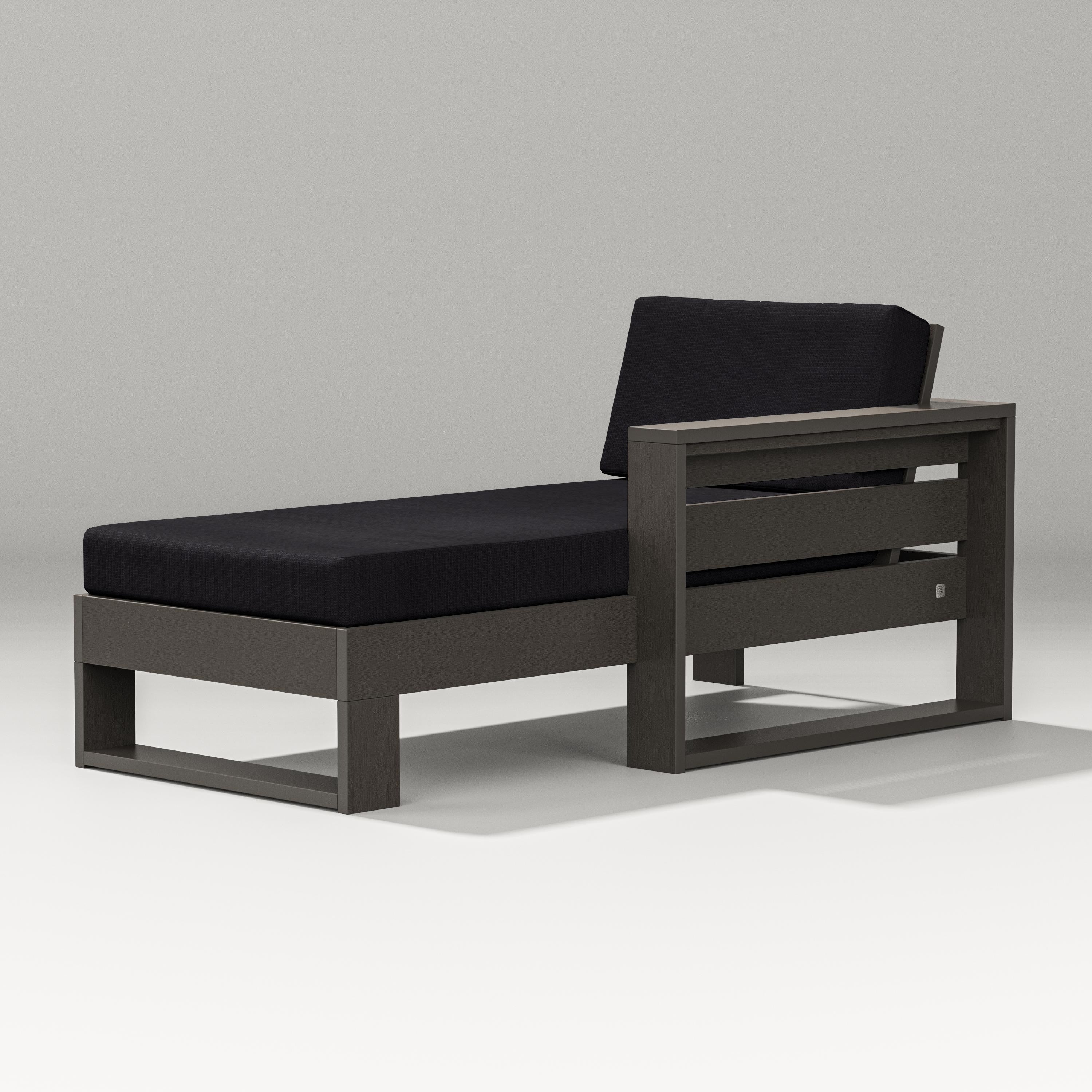 PW Designer Series Latitude Modular Right Arm Chaise in Vintage Coffee / Midnight Linen
