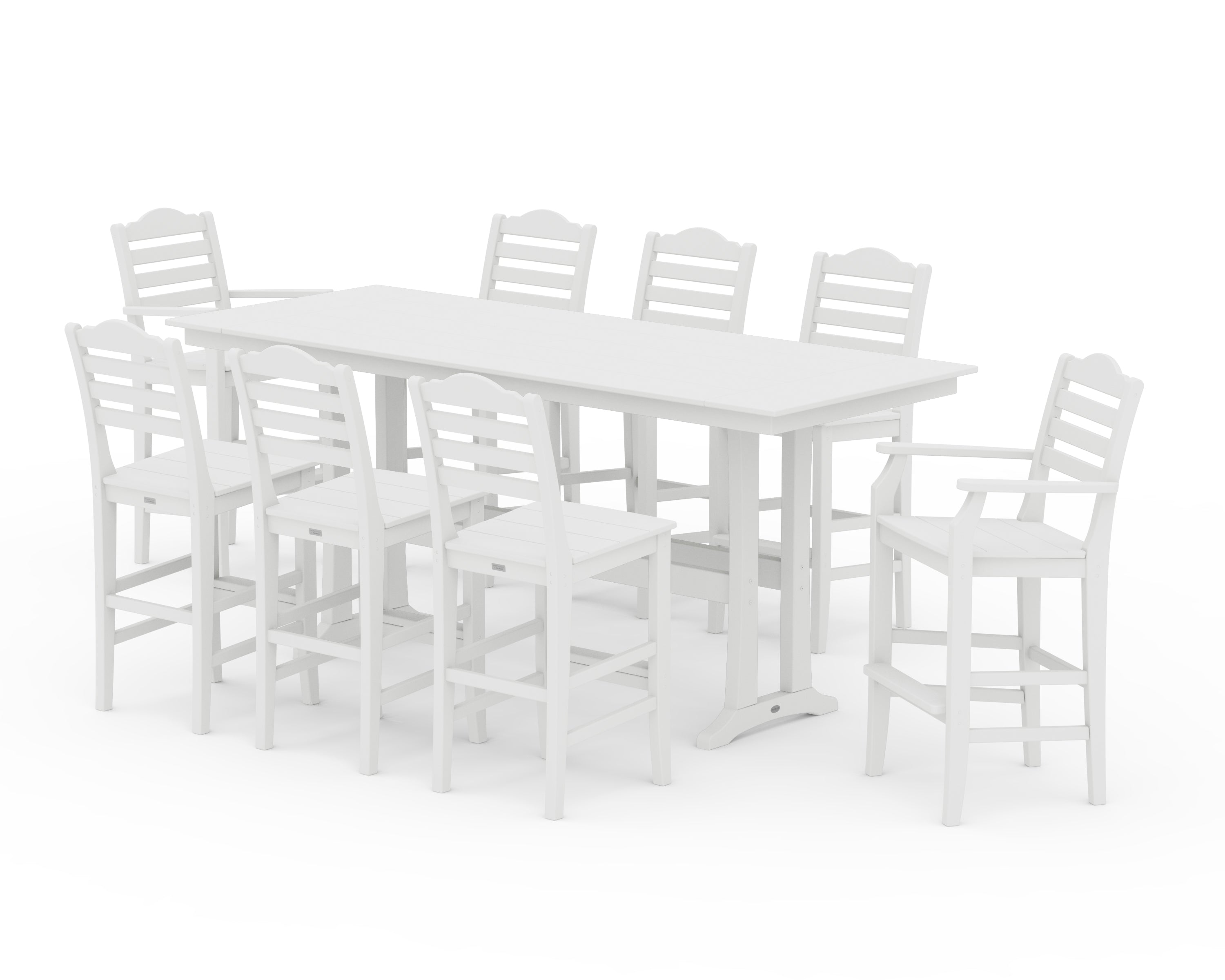 Draper James™ by POLYWOOD® Savannah 9-Piece Farmhouse Bar Set with Trestle Legs in White