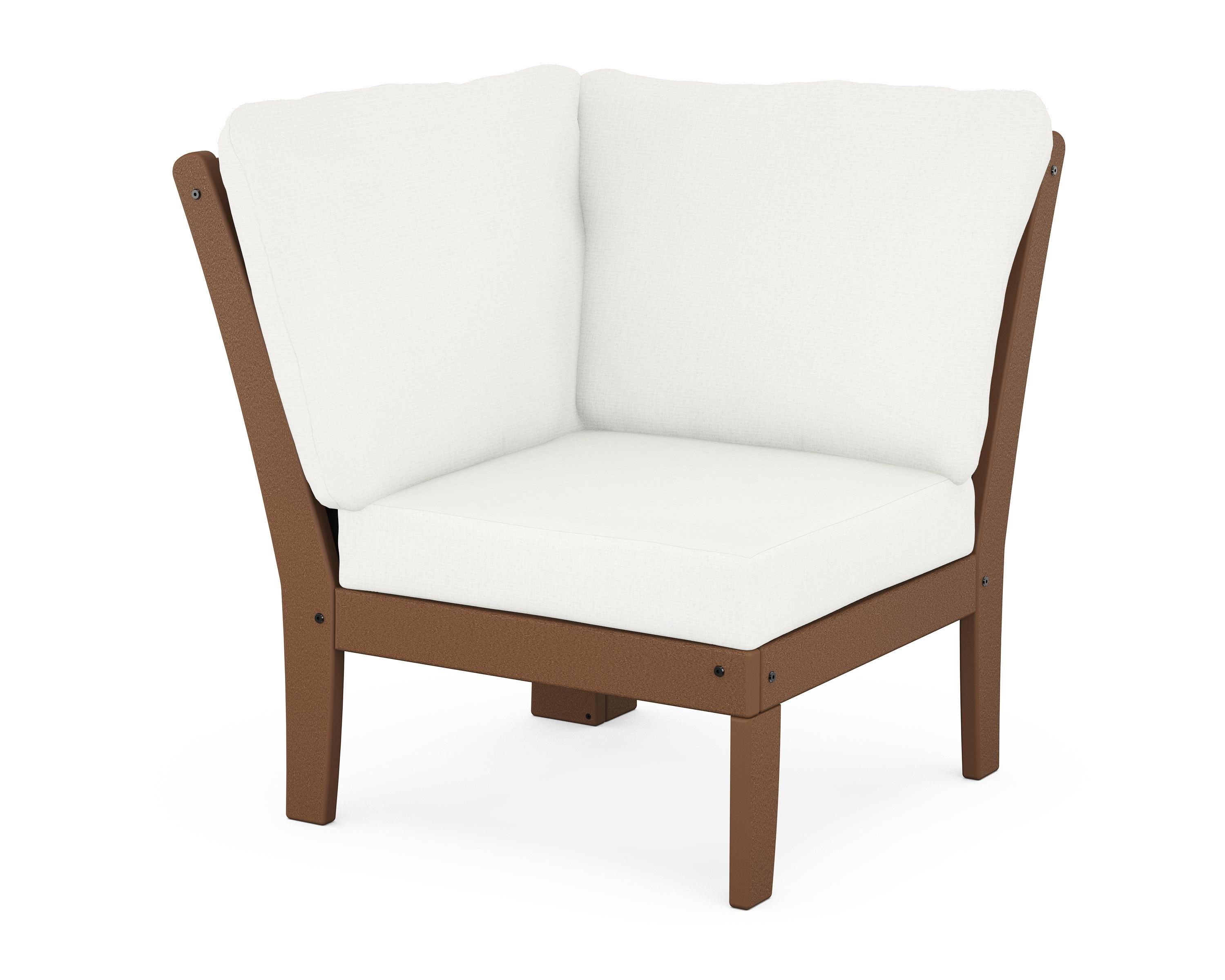 POLYWOOD® Braxton Modular Corner Chair in Teak / Natural Linen