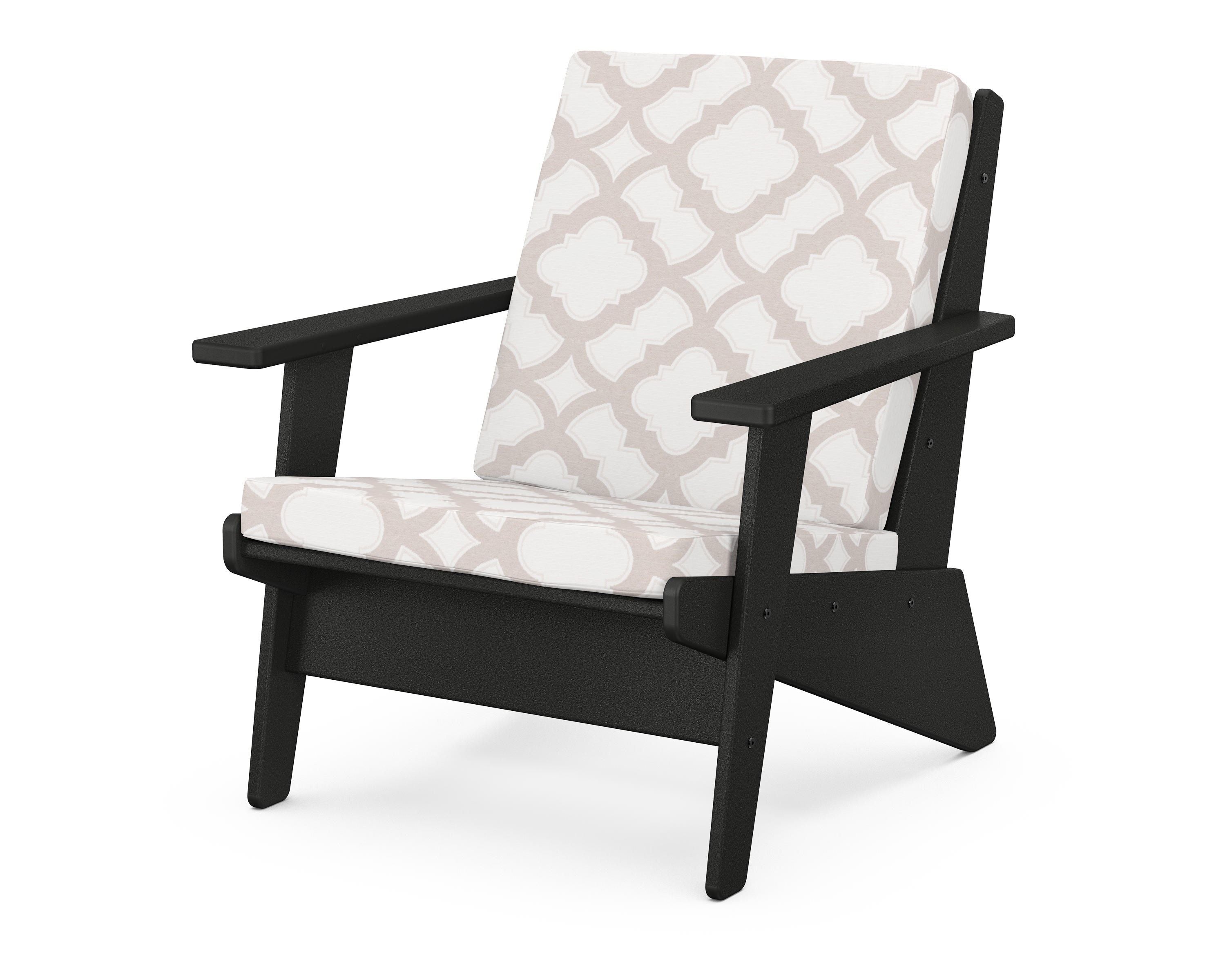 POLYWOOD® Riviera Modern Lounge Chair in Black / Trellis Dune Burlap