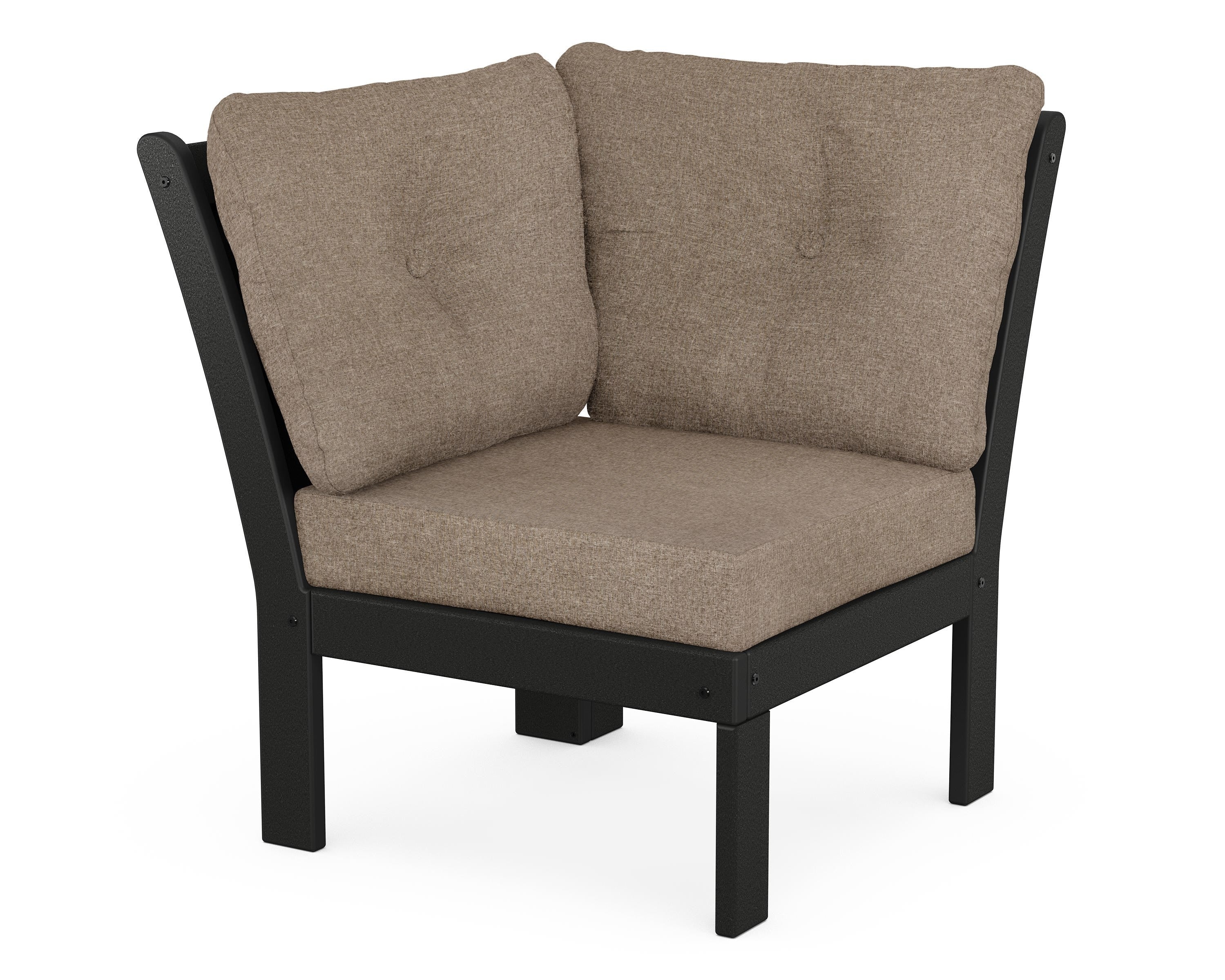 POLYWOOD® Vineyard Modular Corner Chair in Black / Spiced Burlap