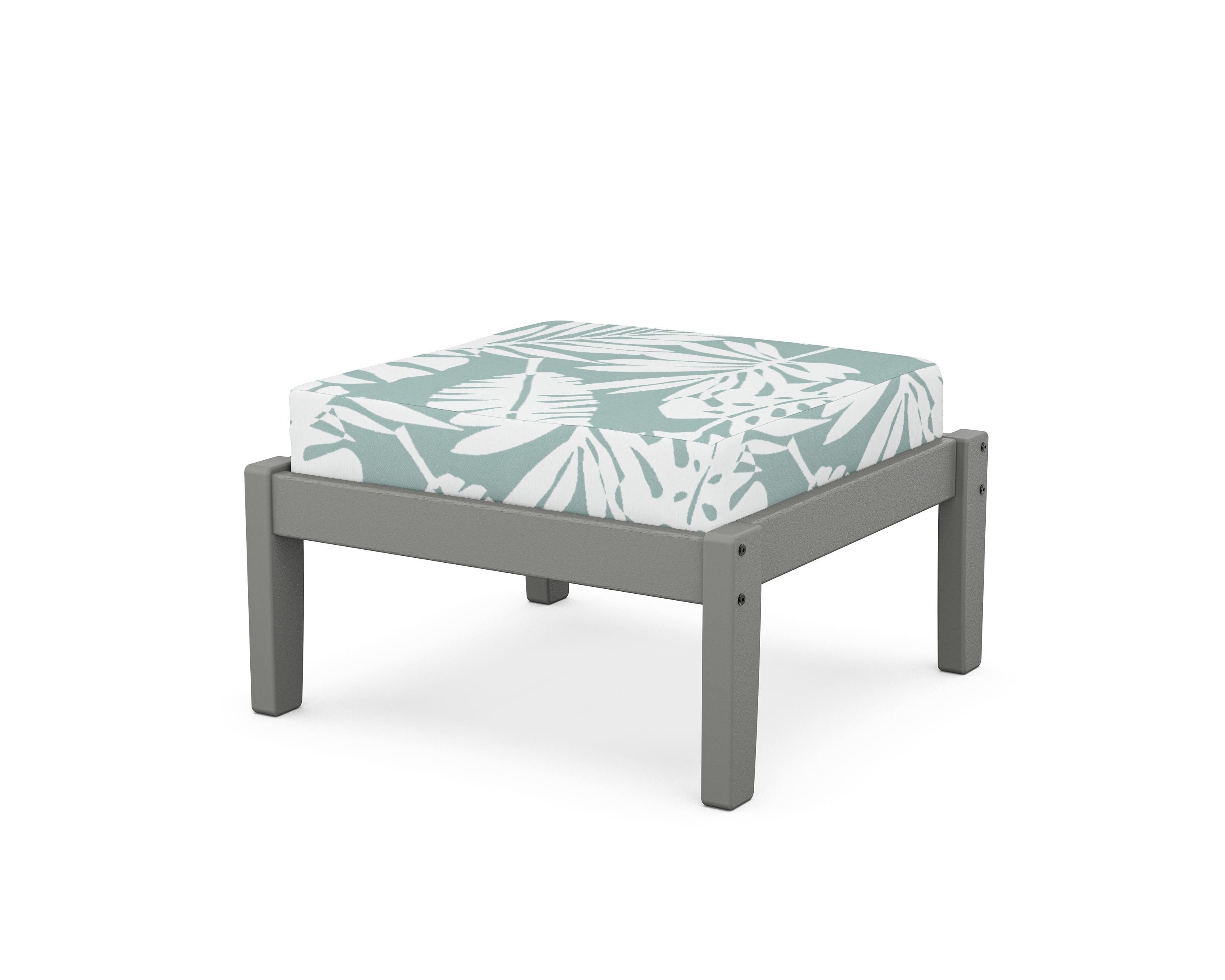 Unbranded Deep Seating Ottoman in Slate Grey / Leaf Glacier Spa