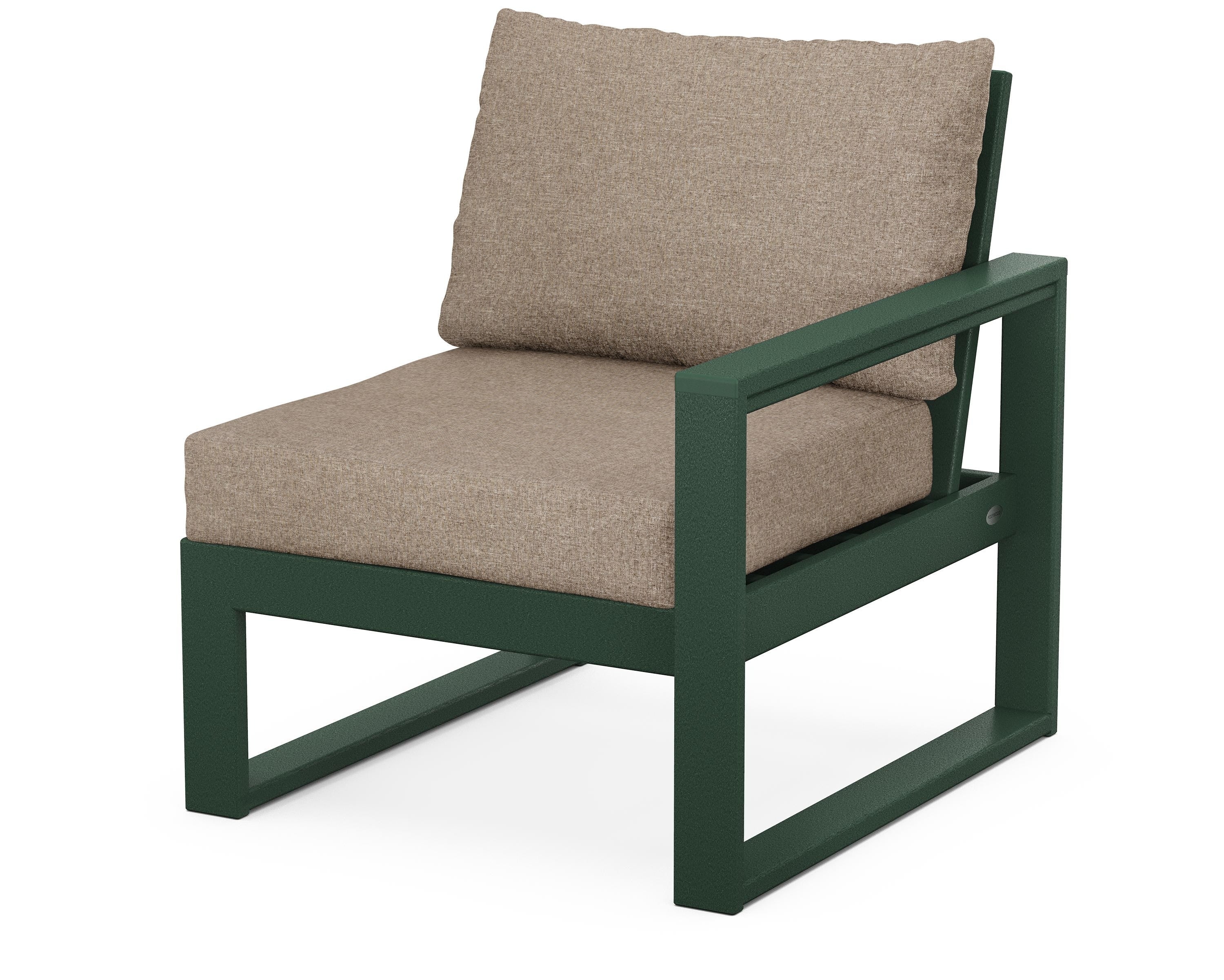 POLYWOOD® EDGE Modular Right Arm Chair in Green / Spiced Burlap