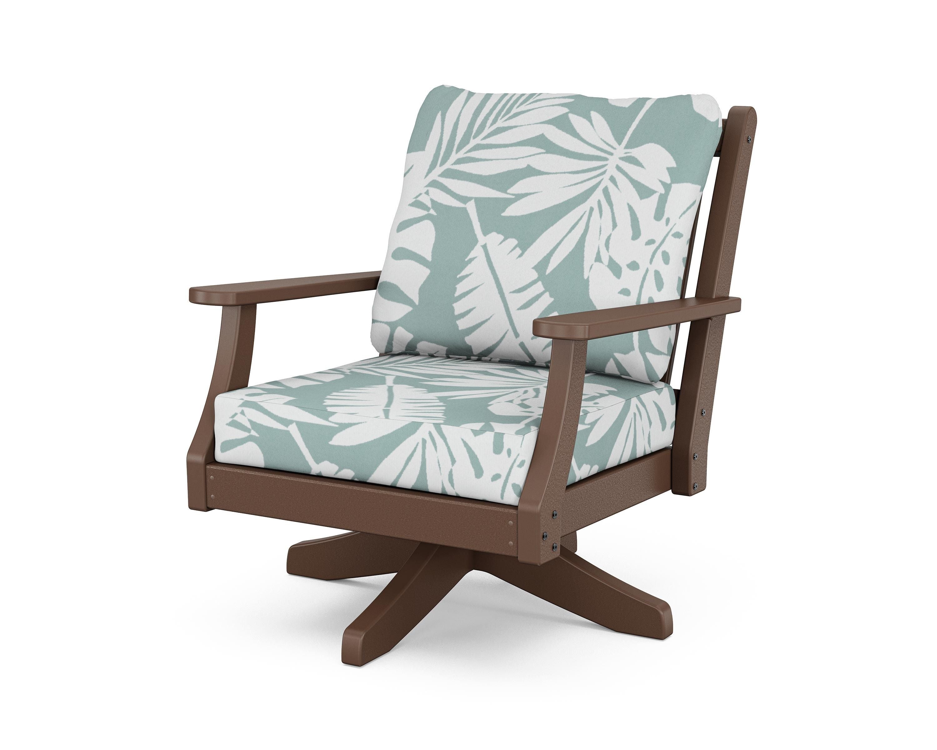 Country Living Wovendale Deep Seating Swivel Chair in Mahogany / Leaf Glacier Spa