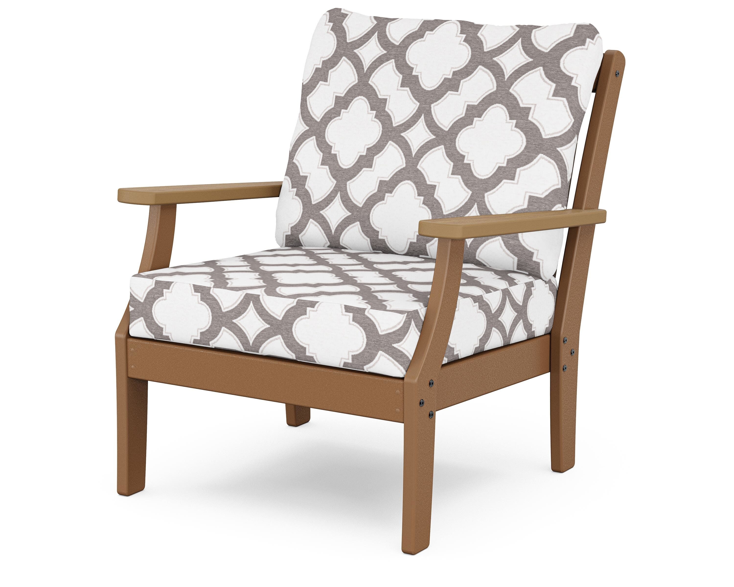 POLYWOOD® Braxton Deep Seating Chair in Teak / Natural / Trellis Grey Mist
