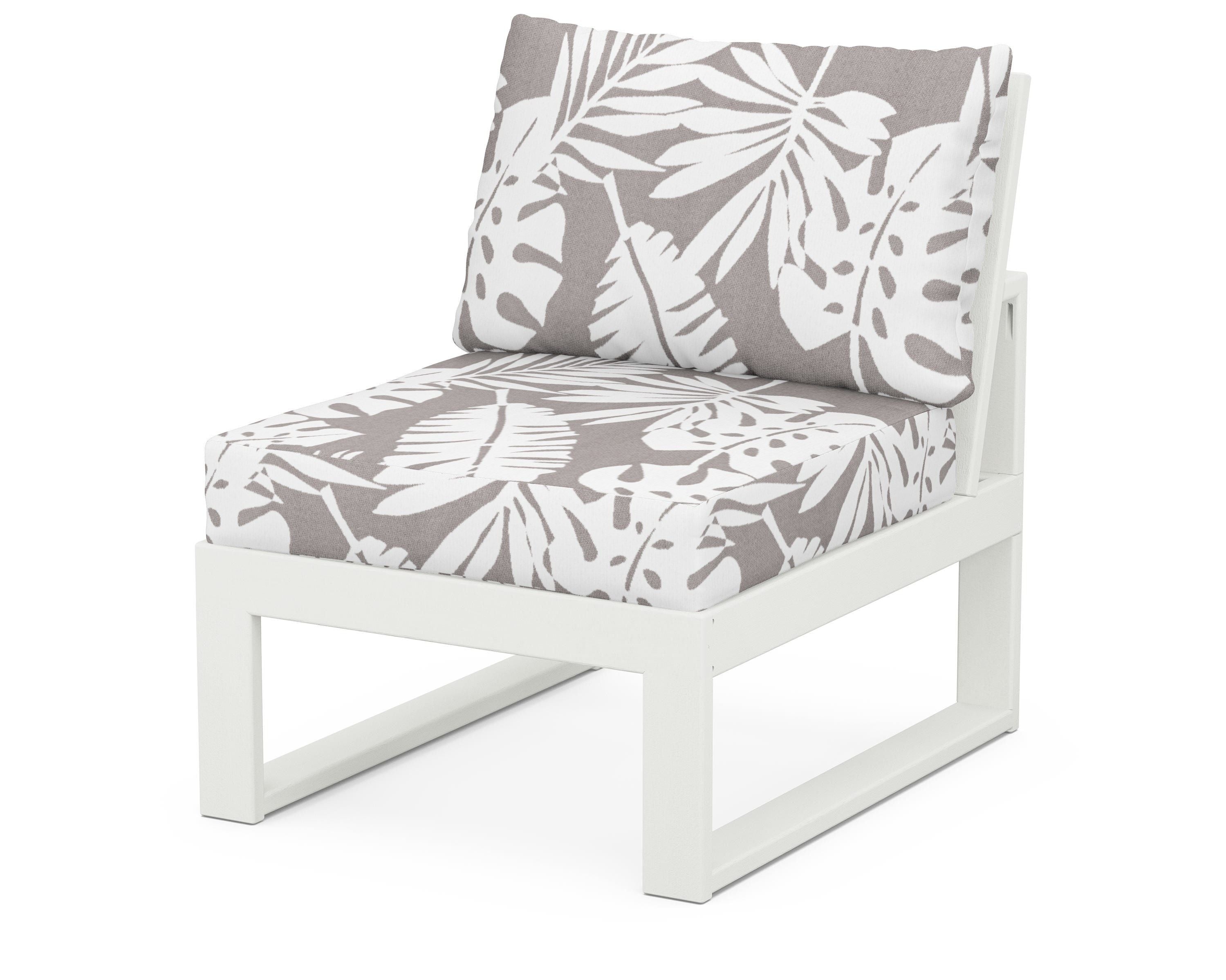 Unbranded Modular Armless Chair in Vintage White / Leaf Grey Mist
