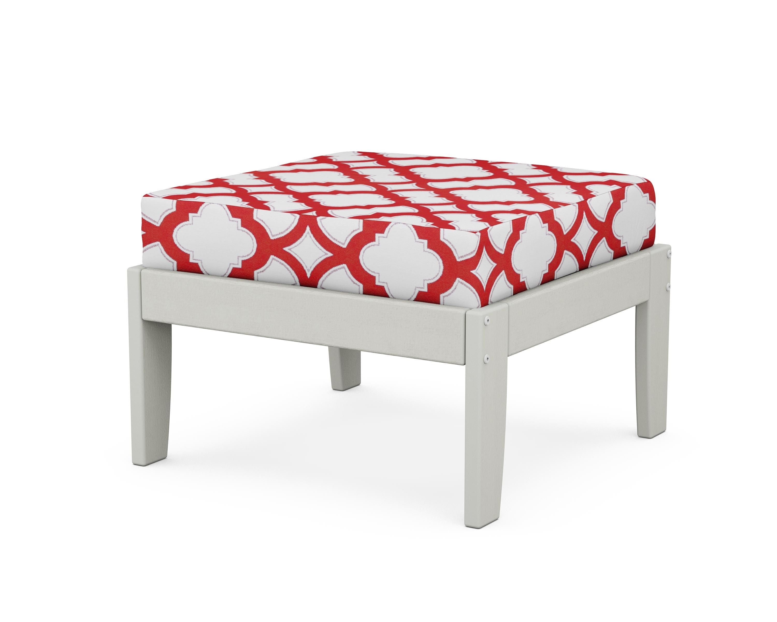 Unbranded Modular Ottoman - Classic in Vintage White / Trellis Crimson