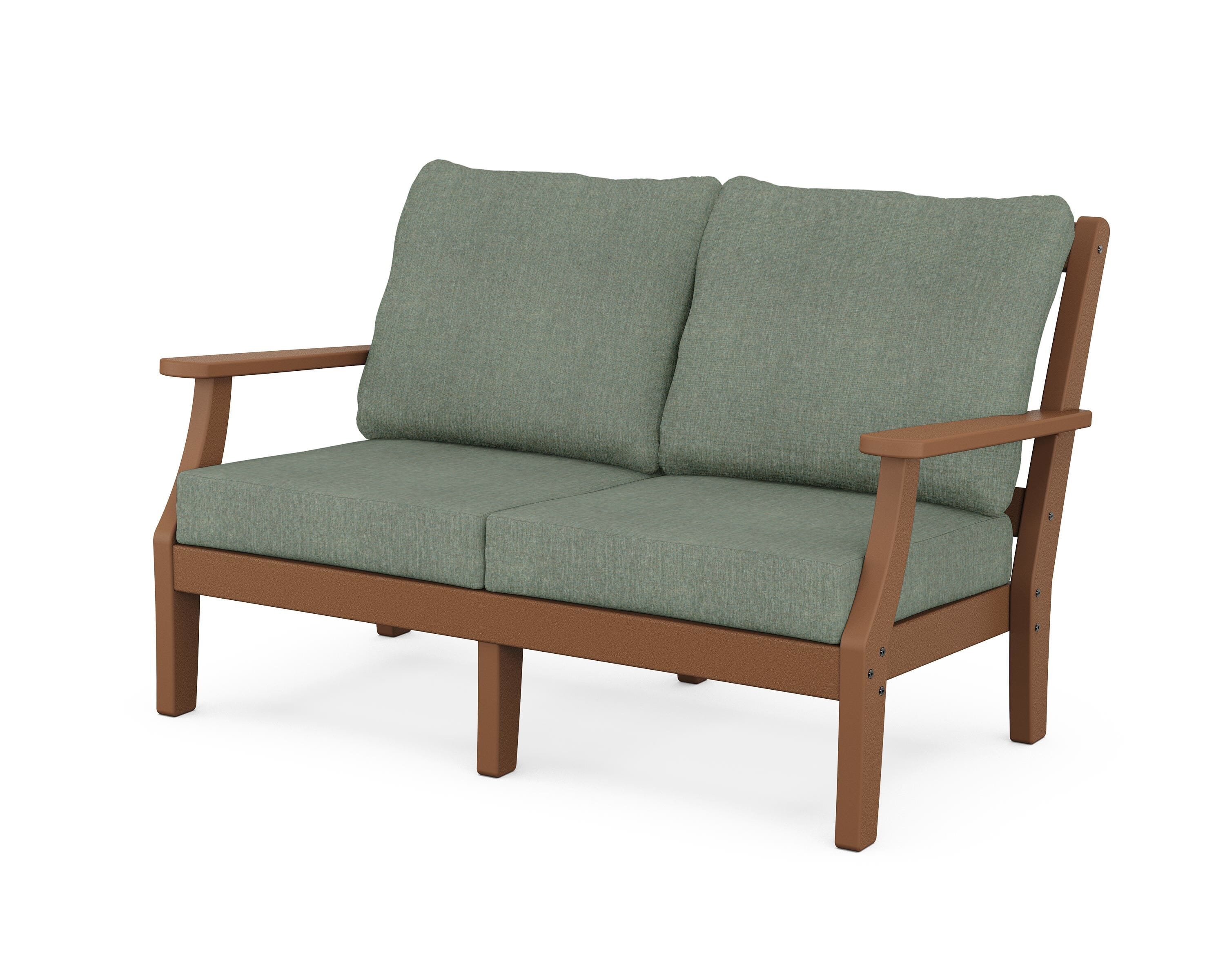 Martha Stewart by POLYWOOD® Chinoiserie Deep Seating Loveseat in Teak / Cast Sage