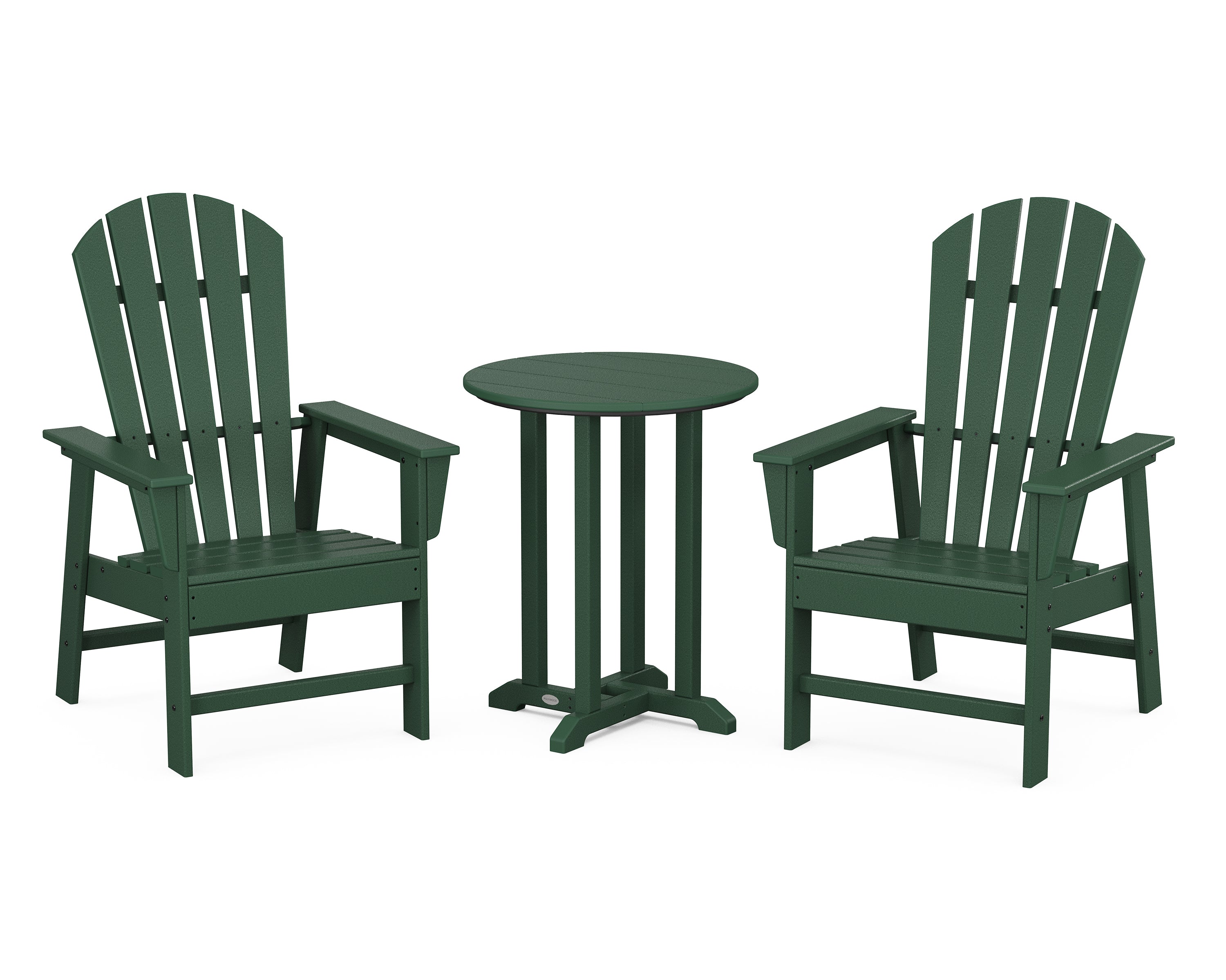 POLYWOOD® South Beach 3-Piece Round Farmhouse Bistro Dining Set in Green