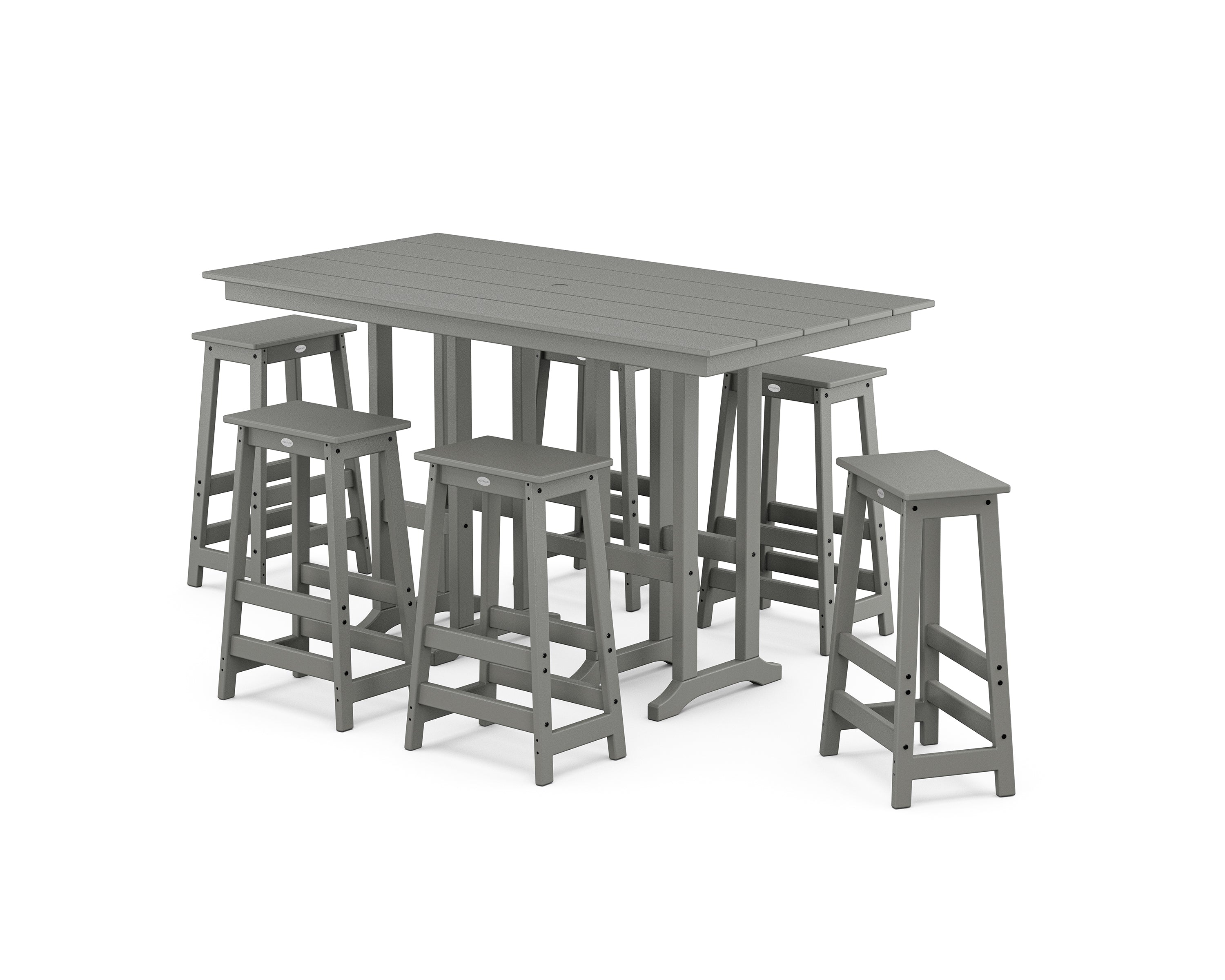 POLYWOOD® Modern Studio Bar Stool 7-Piece Set in Slate Grey