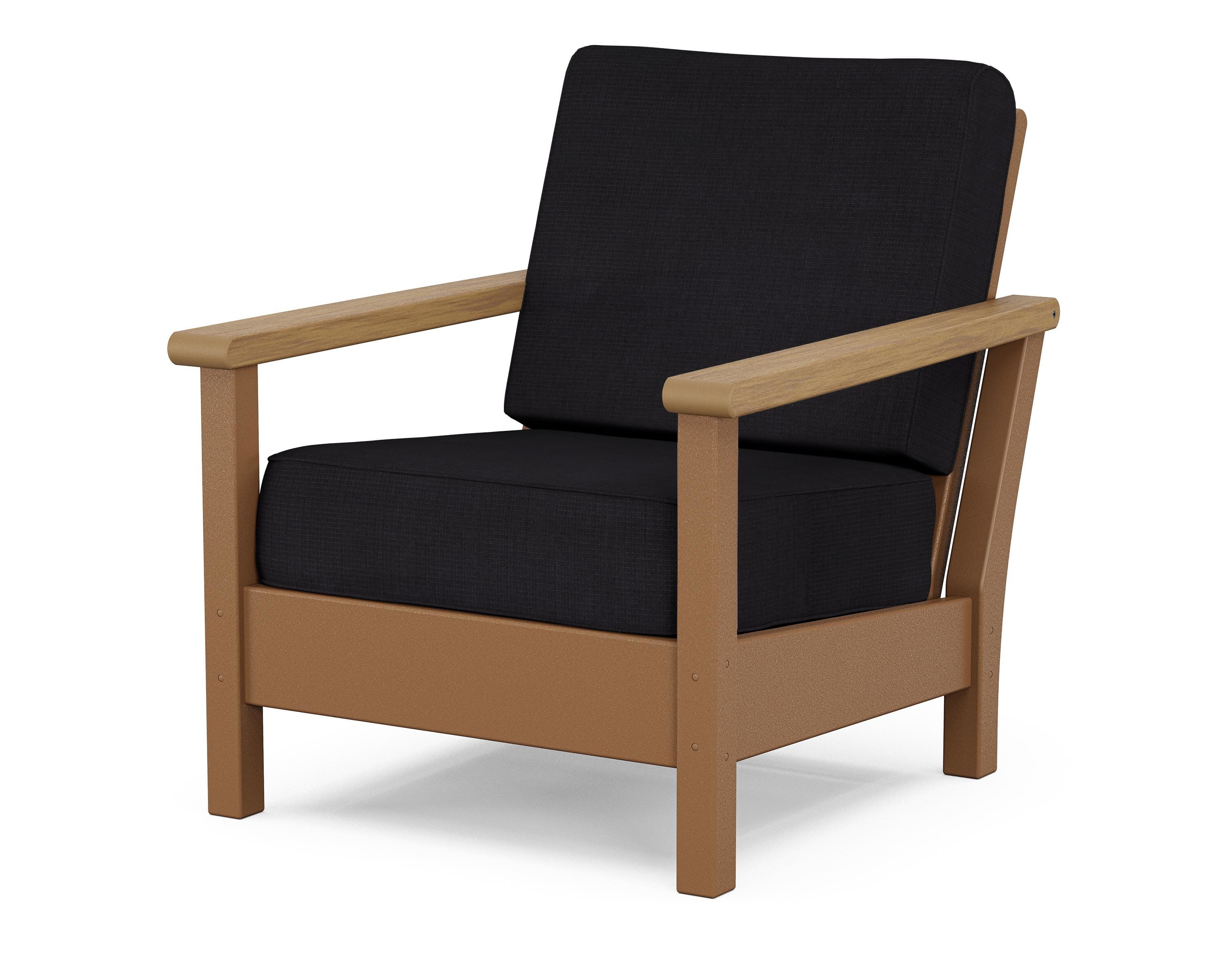 POLYWOOD® Harbour Deep Seating Chair in Teak / Natural / Midnight Linen