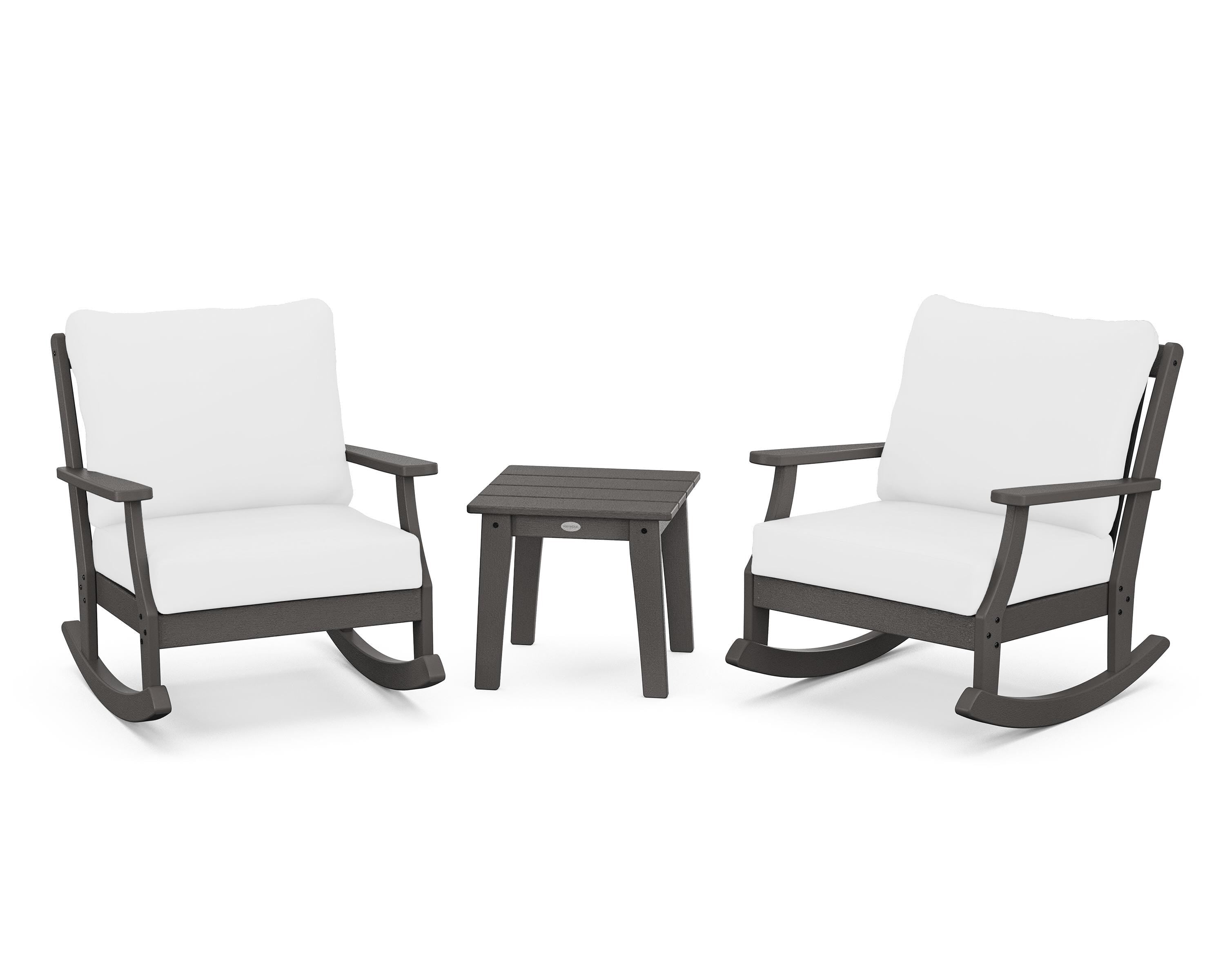 POLYWOOD® Braxton 3-Piece Deep Seating Rocker Set in Vintage Coffee / Natural