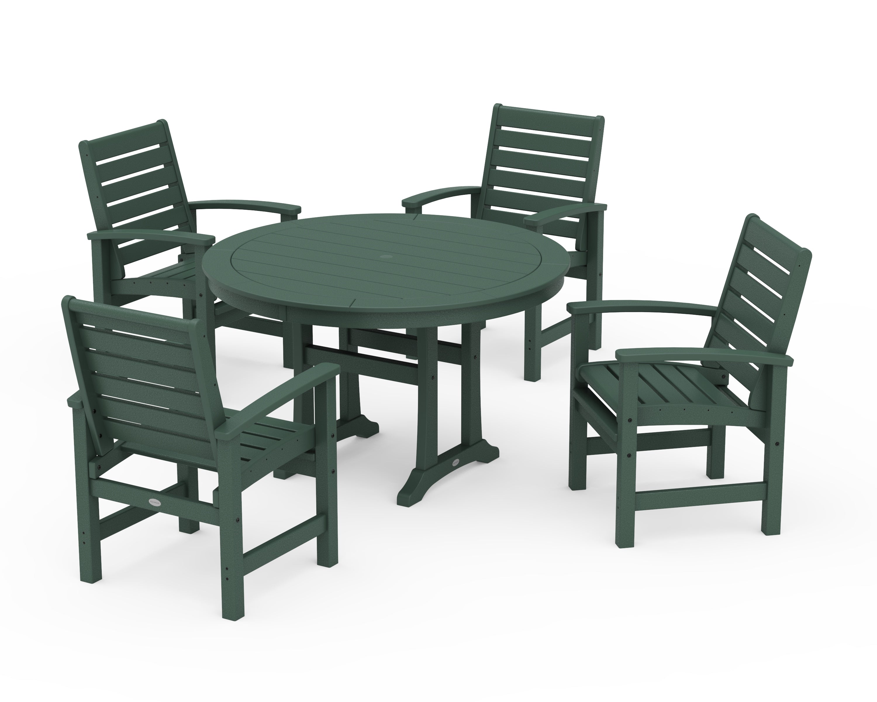 POLYWOOD® Signature 5-Piece Round Dining Set with Trestle Legs in Green