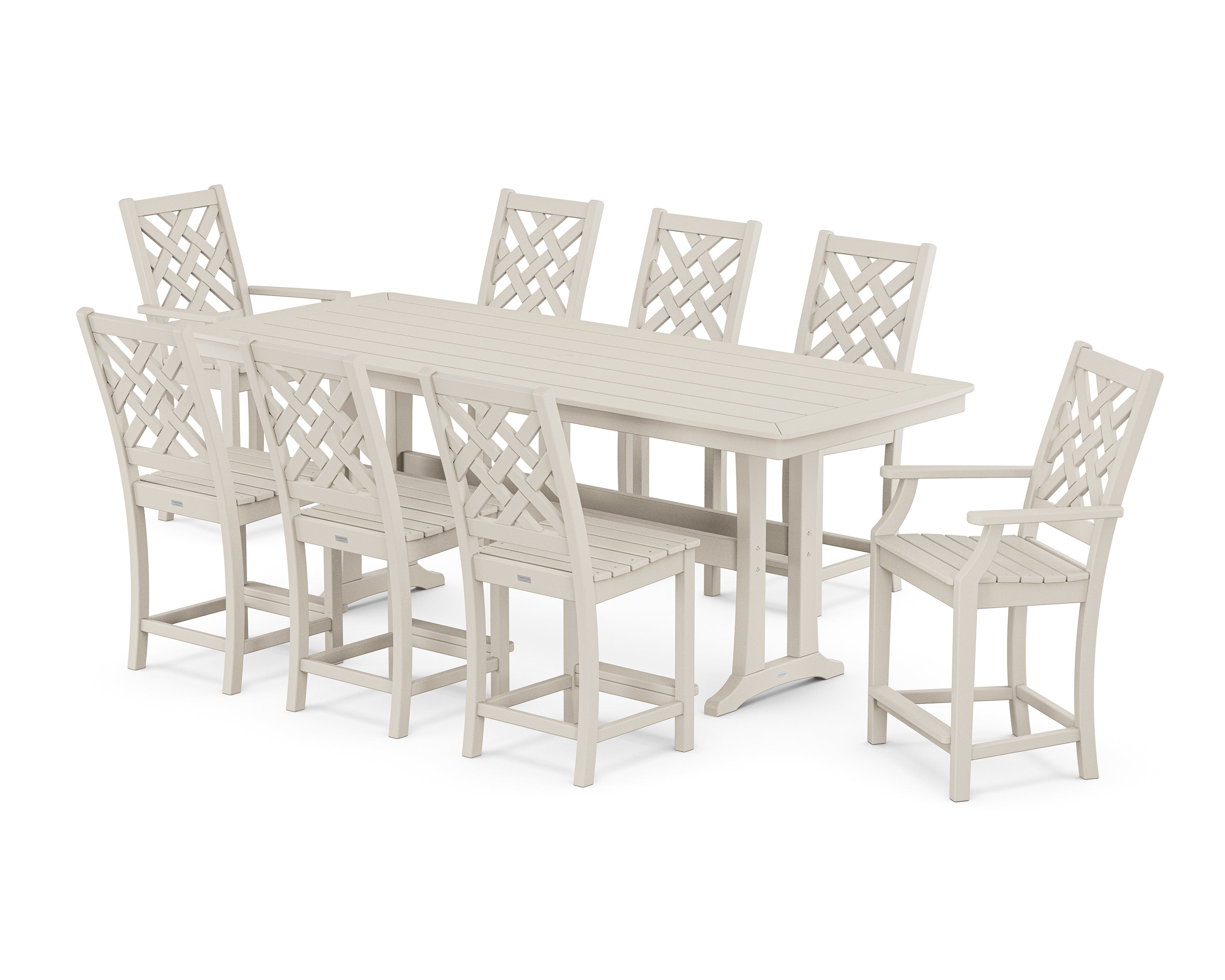 Country Living Wovendale 9-Piece Counter Set with Trestle Legs in Sand