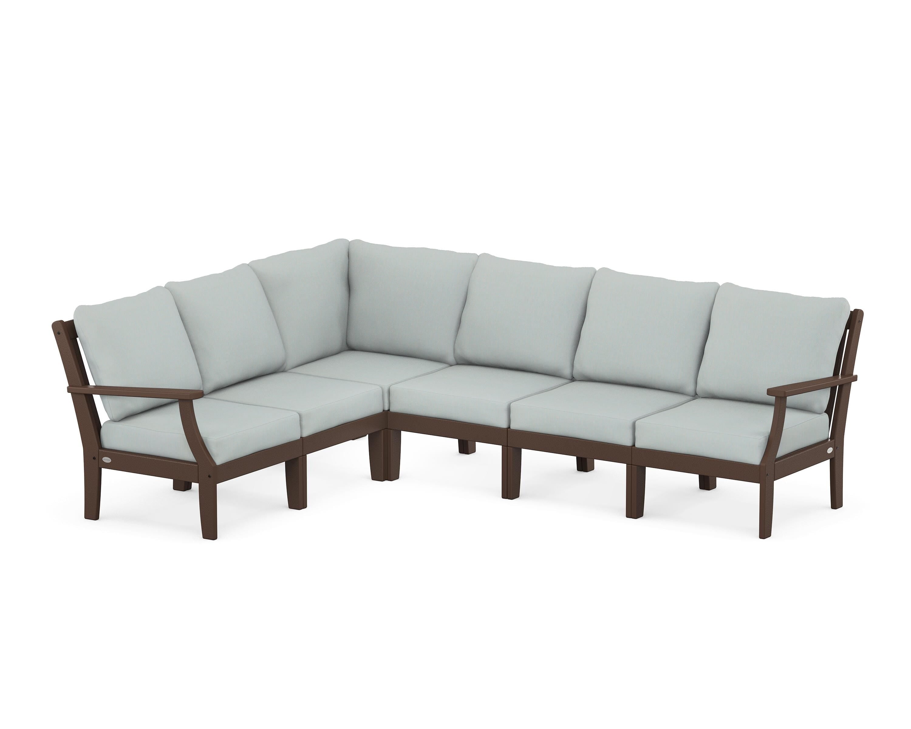 POLYWOOD® Braxton Modular 6-Piece Deep Seating Set in Mahogany / Spa