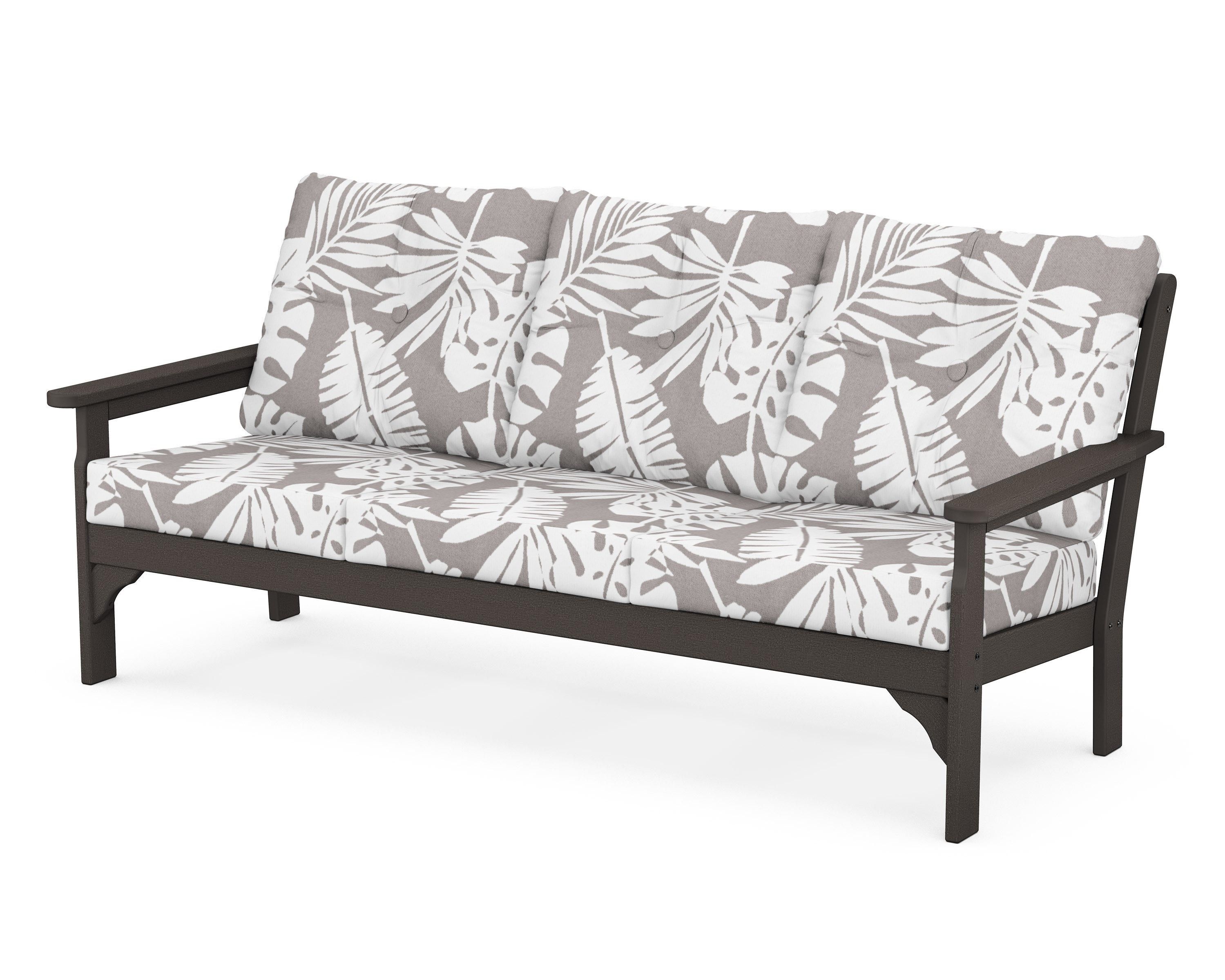 POLYWOOD® Vineyard Deep Seating Sofa in Vintage Coffee / Leaf Grey Mist