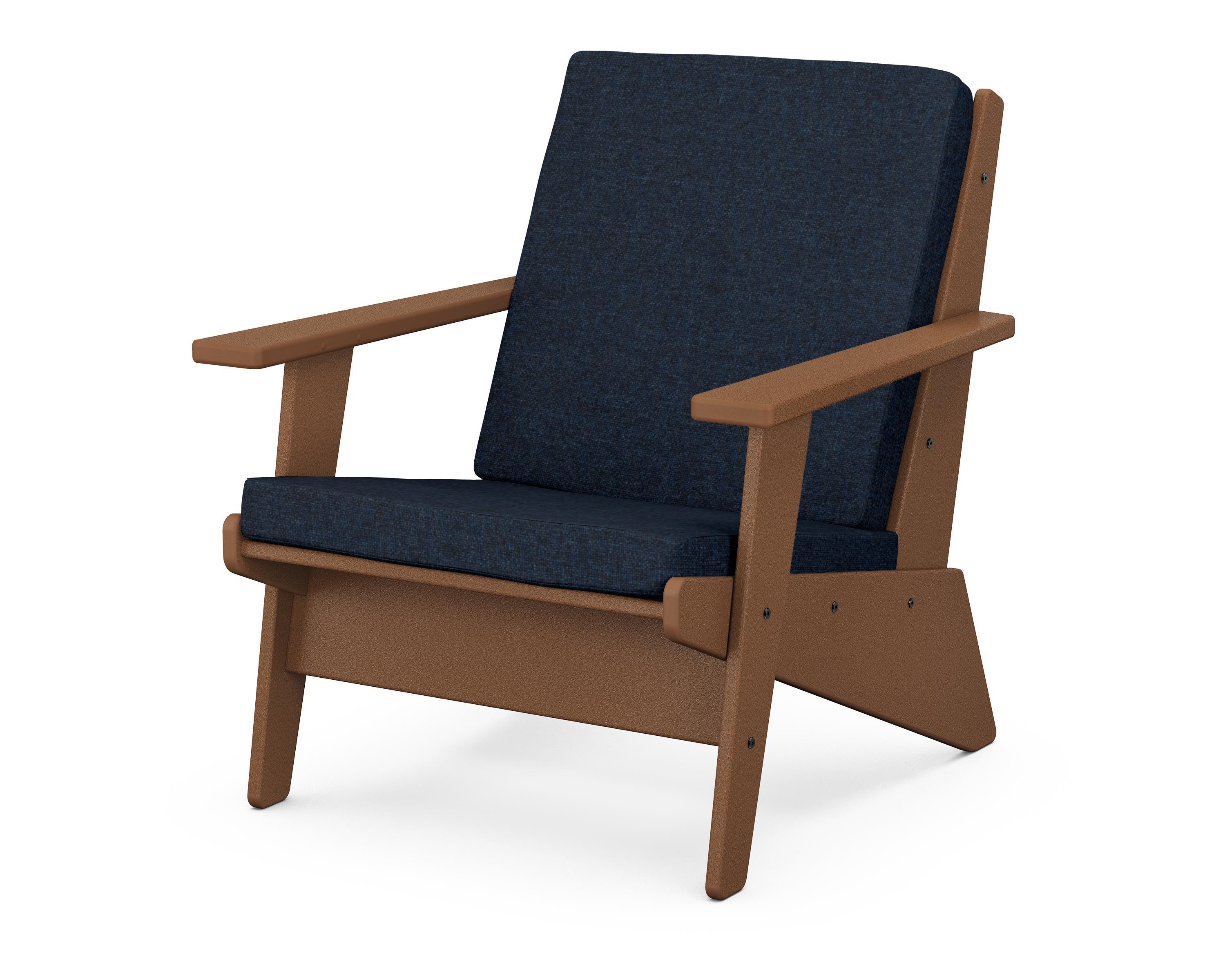 POLYWOOD® Riviera Modern Lounge Chair in Teak / Marine Indigo