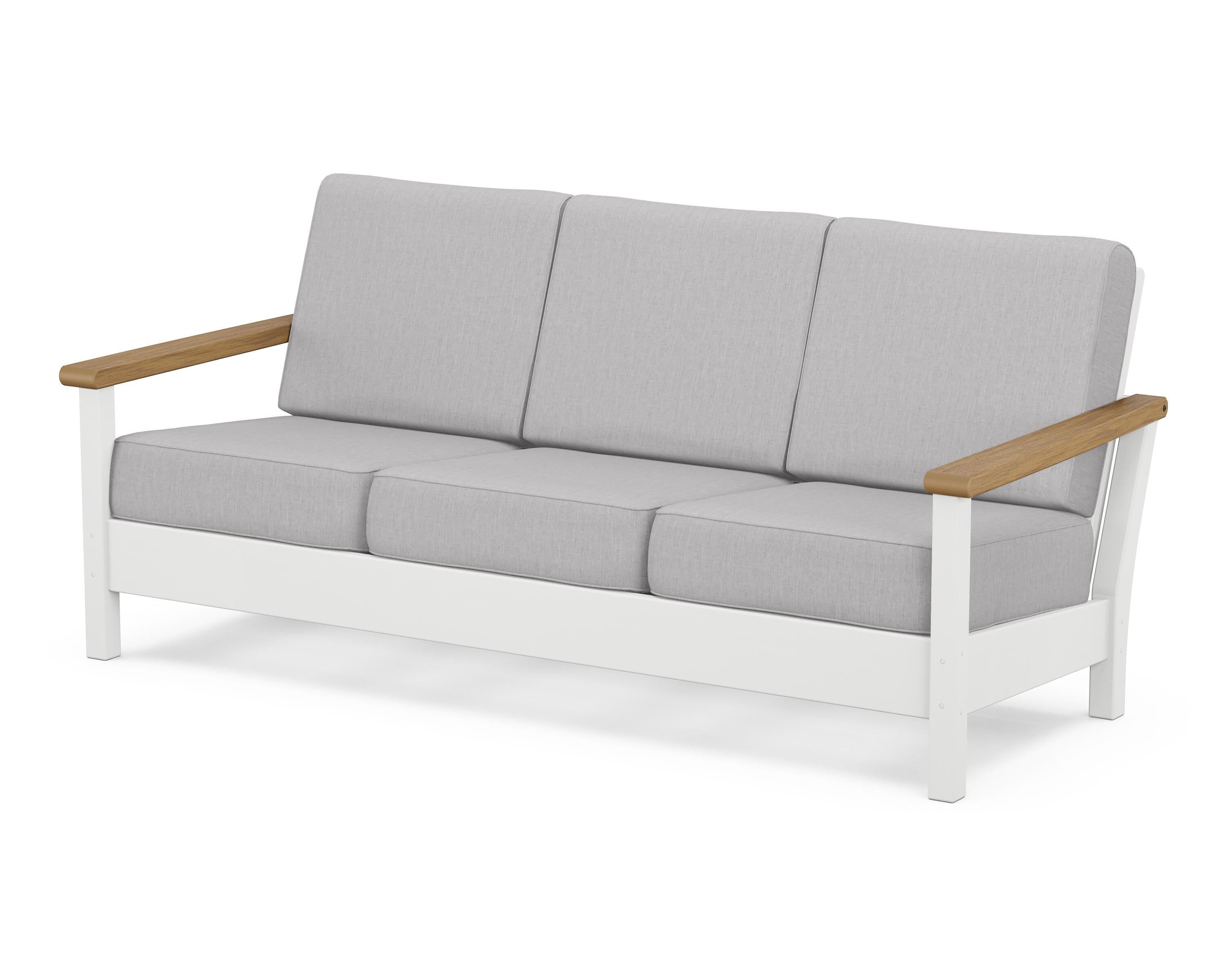 POLYWOOD® Harbour Deep Seating Sofa in White / Natural / Granite