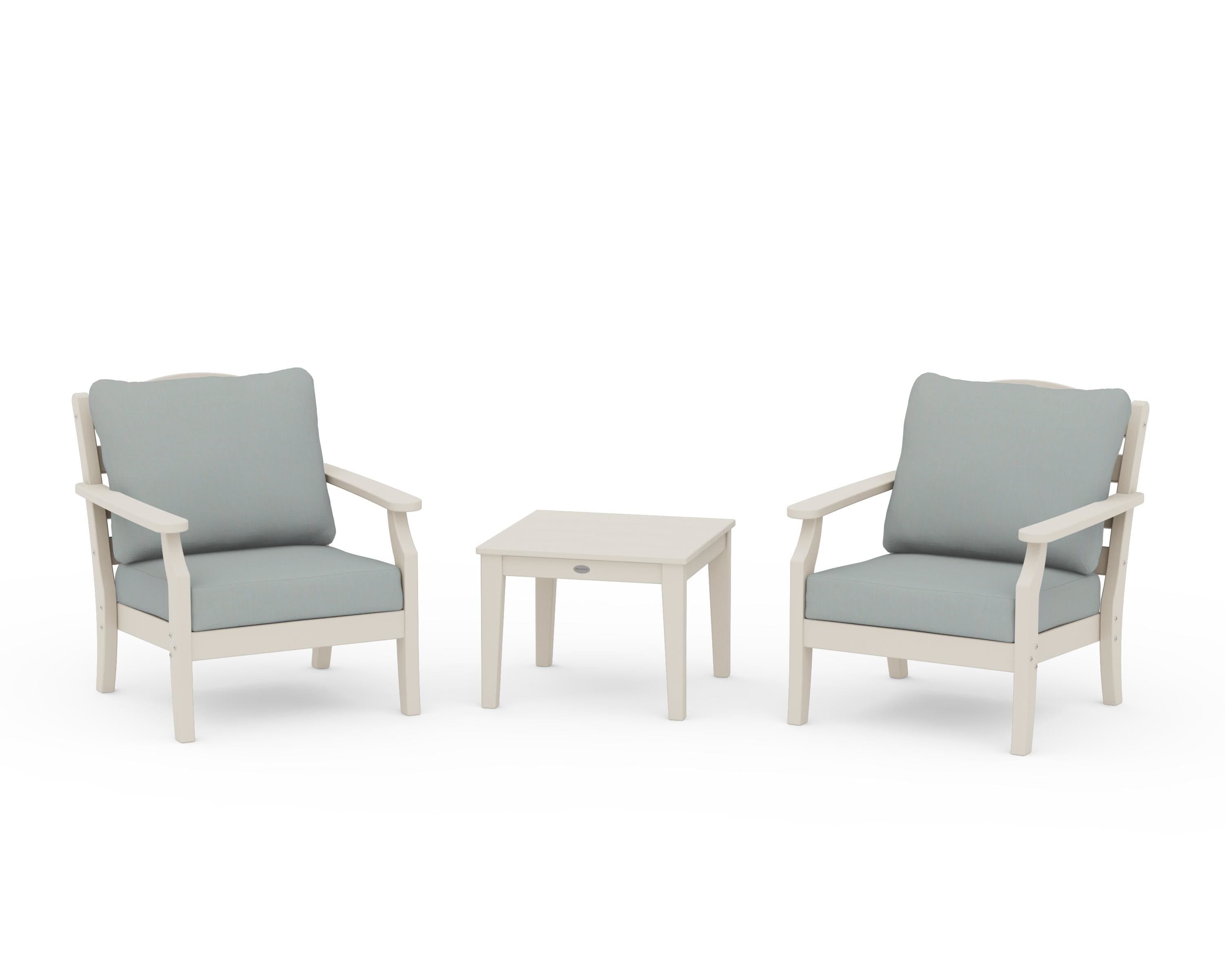 Draper James™ by POLYWOOD® Savannah 3-Piece Deep Seating Set in Sand / Spa