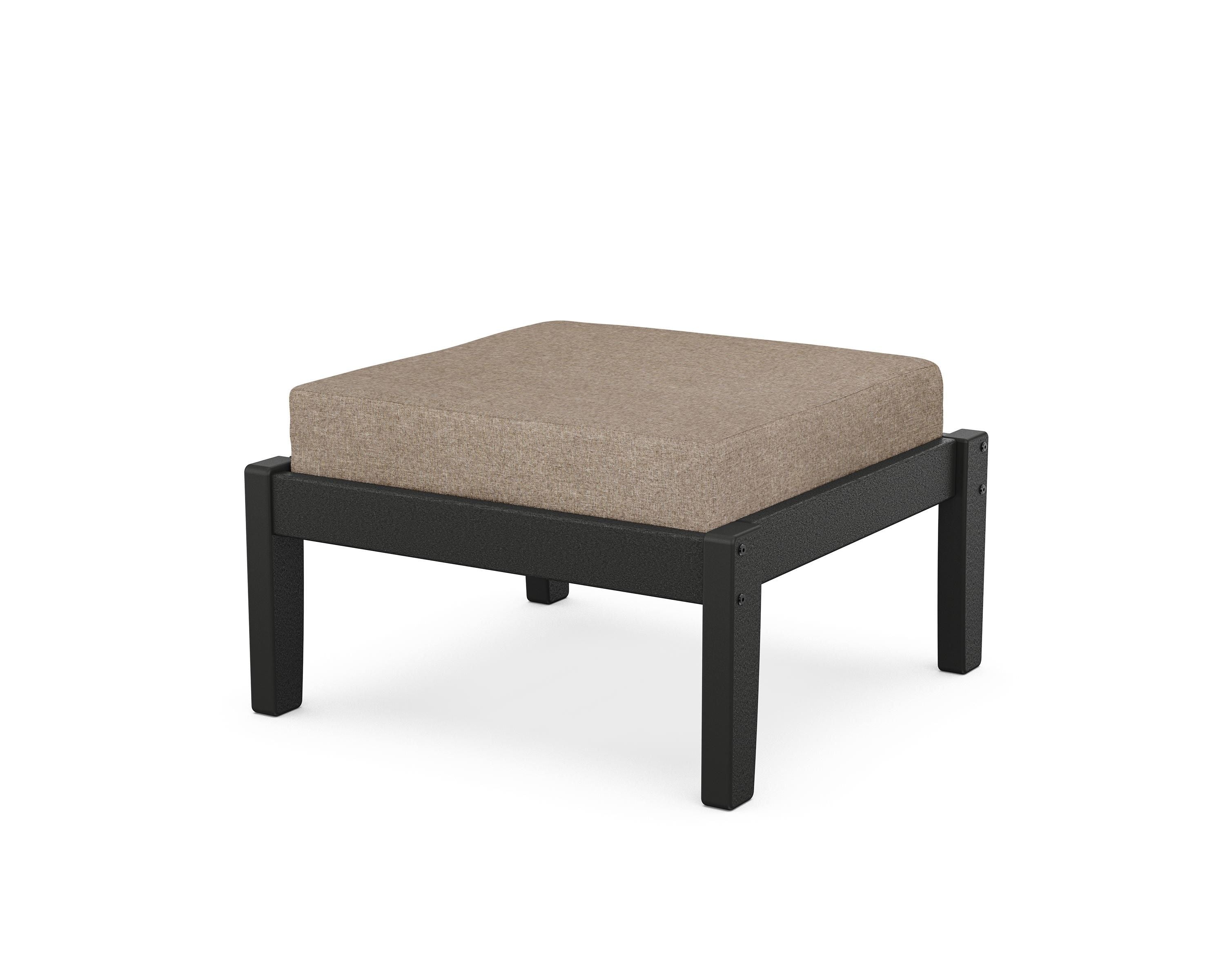 Unbranded Deep Seating Ottoman in Black / Spiced Burlap