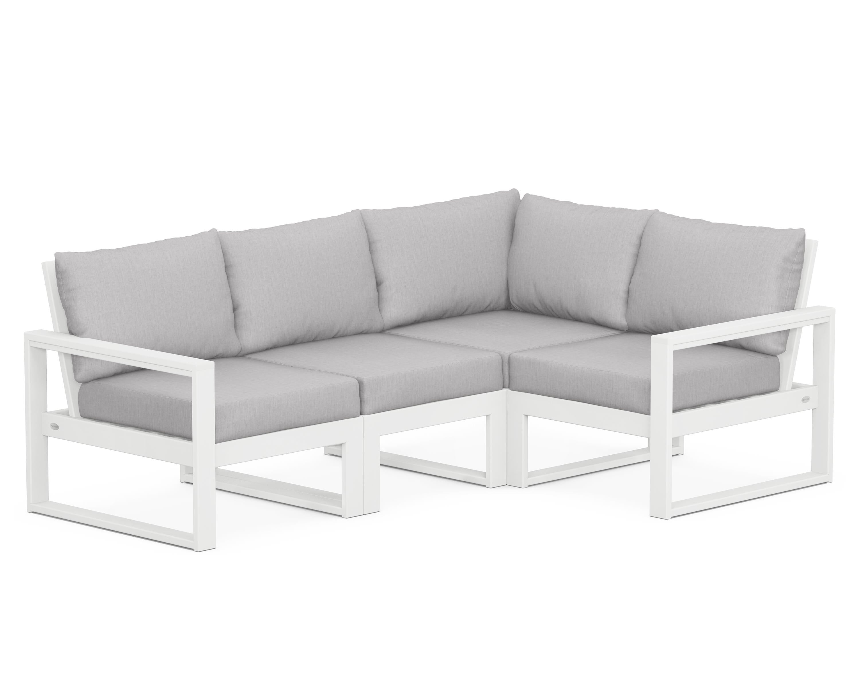 POLYWOOD® EDGE 4-Piece Modular Deep Seating Set in White / Granite
