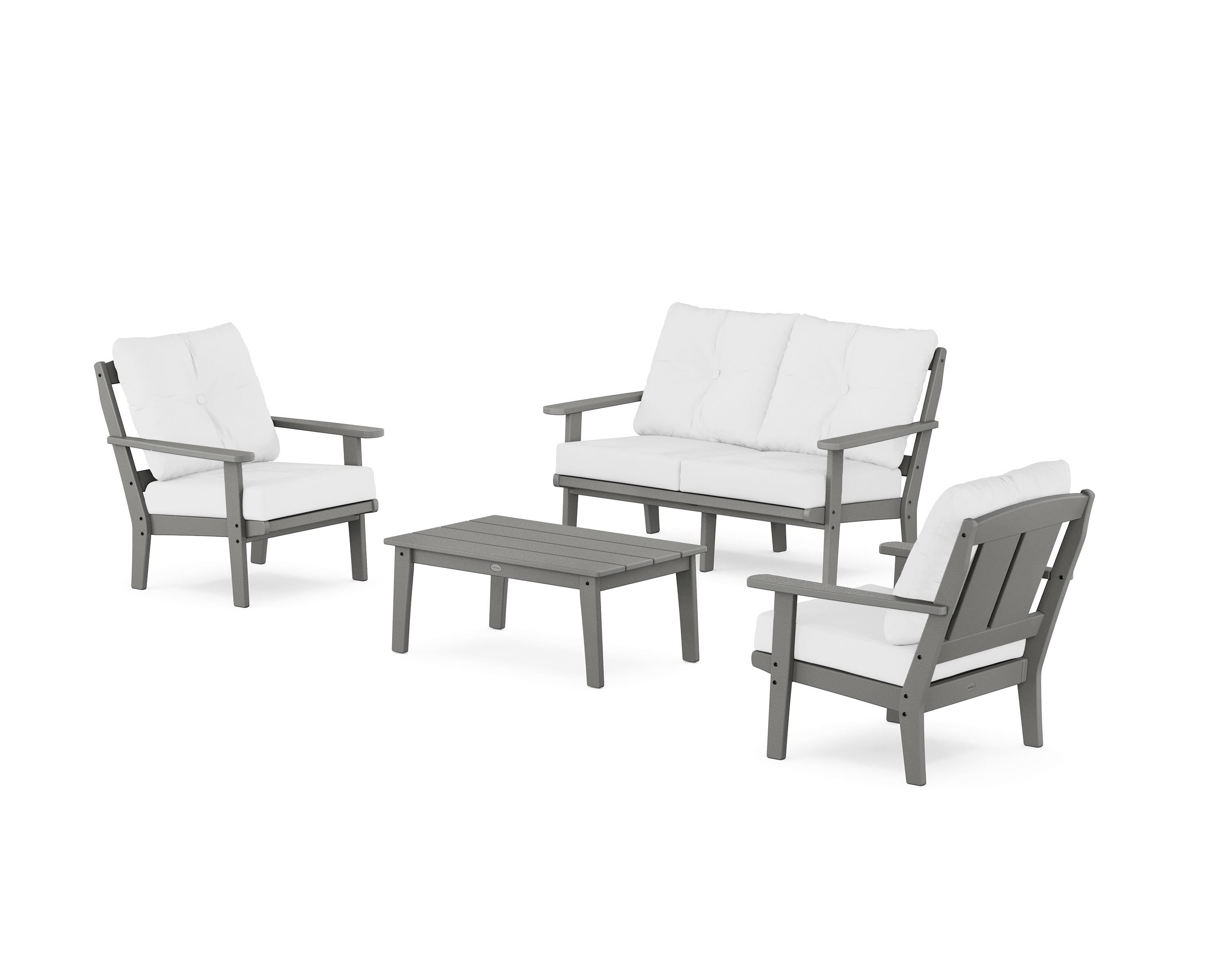 POLYWOOD® Mission 4-Piece Deep Seating Set with Loveseat in Slate Grey / Natural