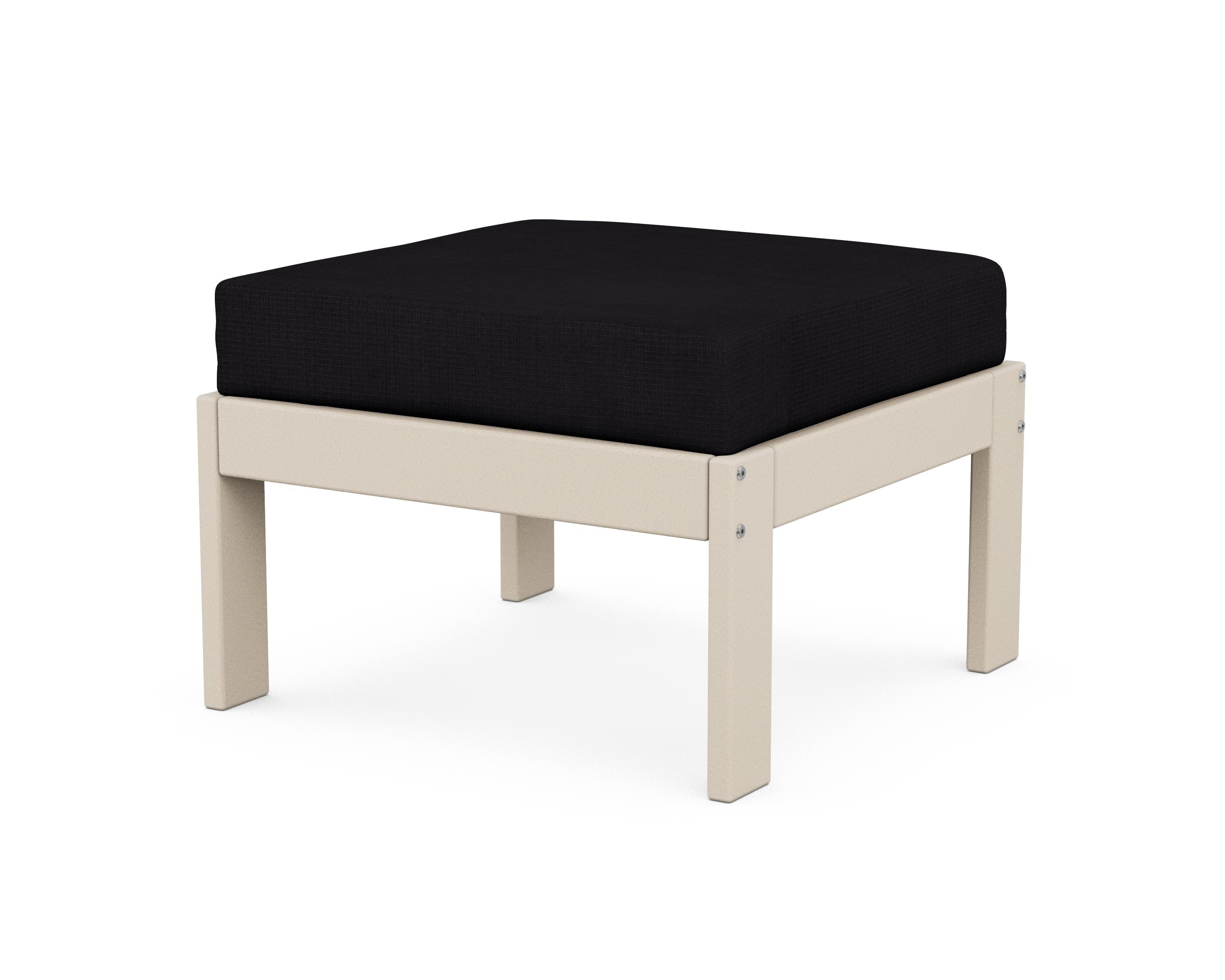 POLYWOOD® Vineyard Modular Ottoman in Sand / Midnight Linen