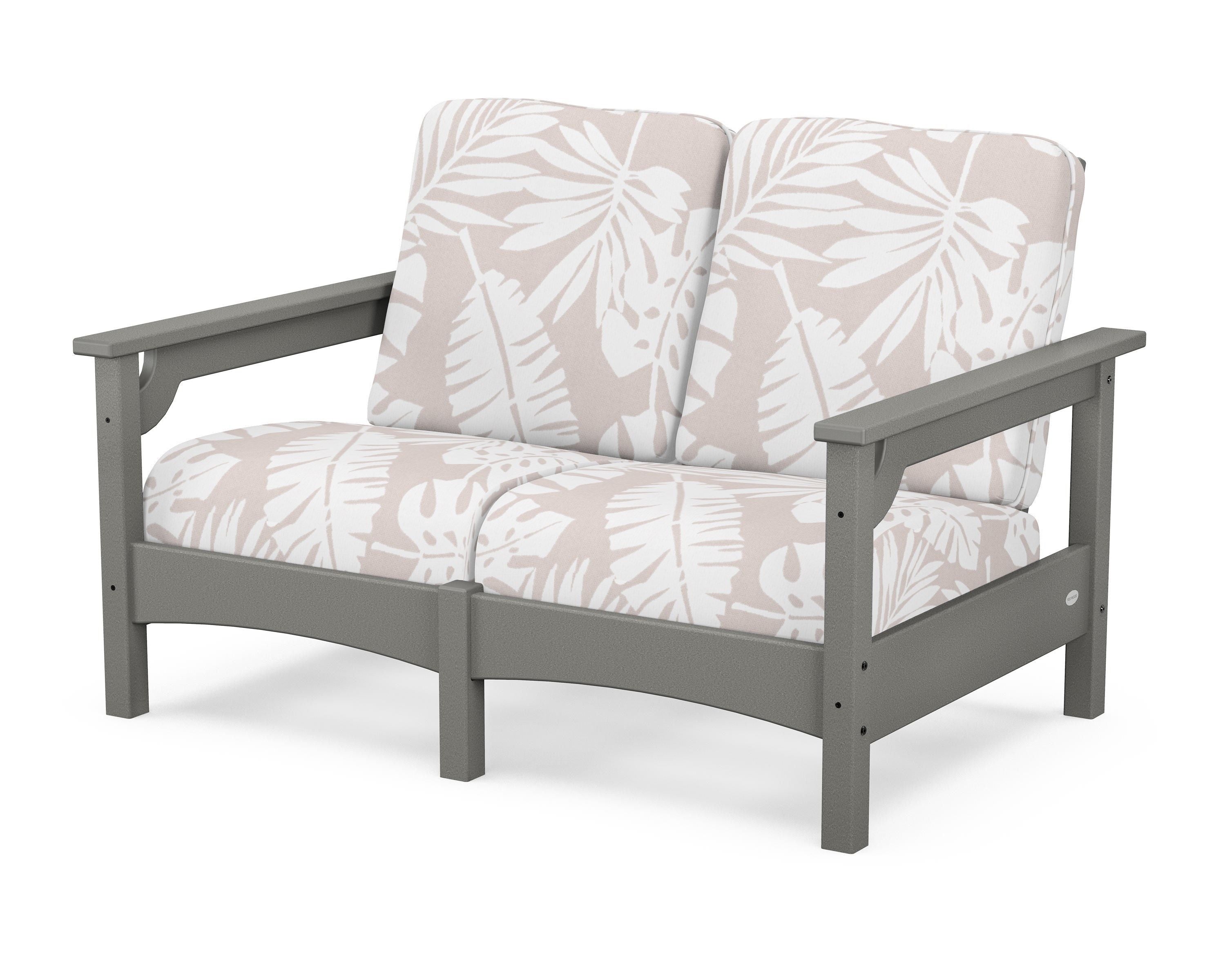 POLYWOOD® Club Loveseat in Slate Grey / Leaf Dune Burlap