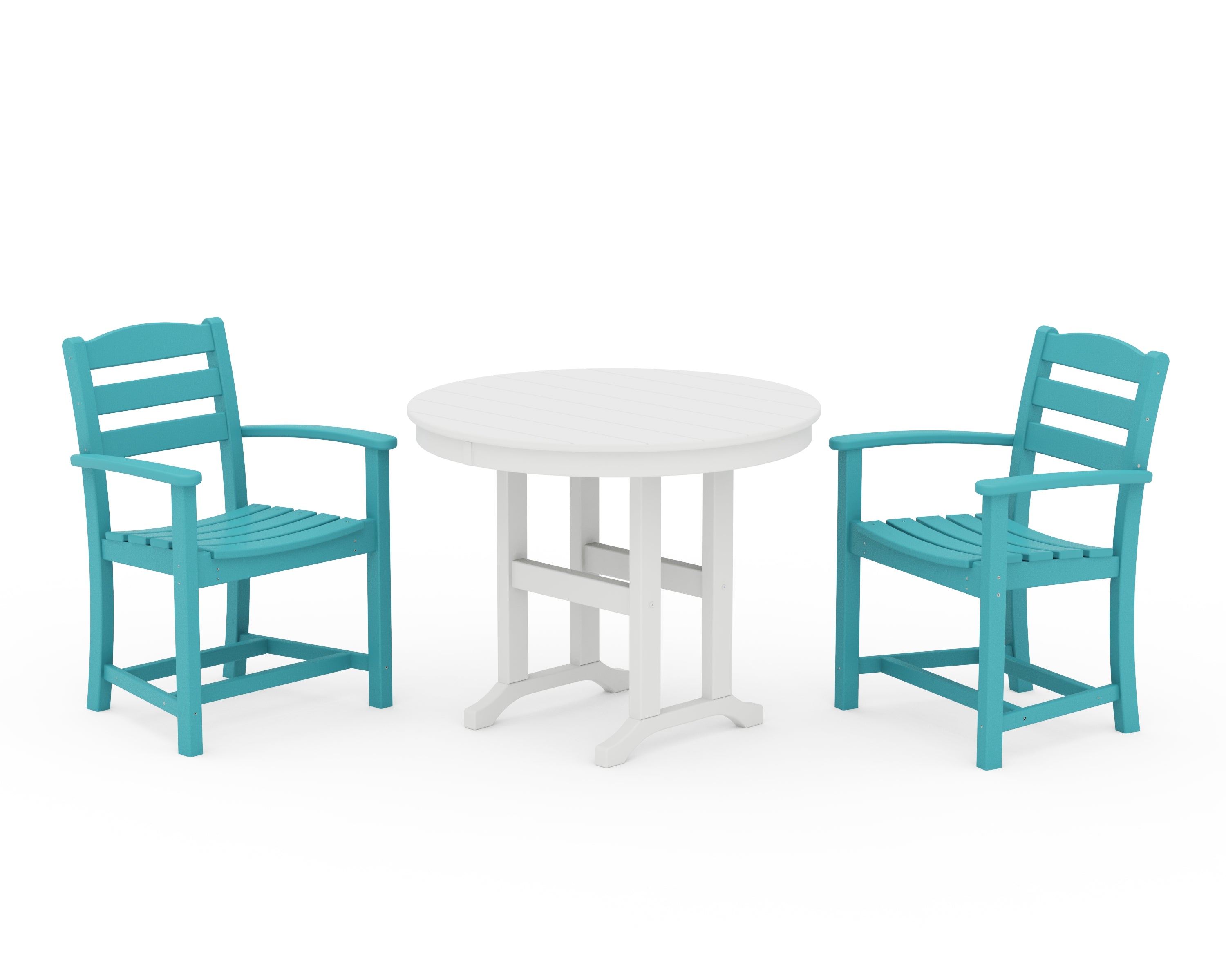 POLYWOOD® La Casa Café 3-Piece Round Dining Set in Aruba / White