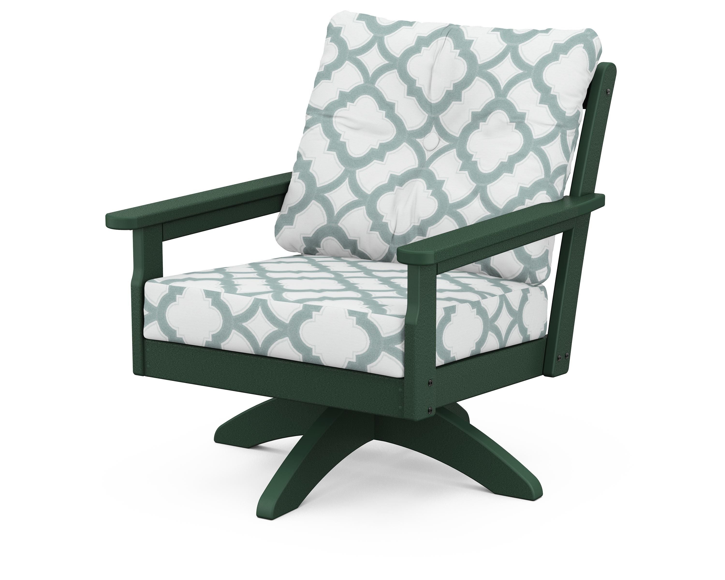 POLYWOOD® Vineyard Deep Seating Swivel Chair in Green / Trellis Glacier Spa