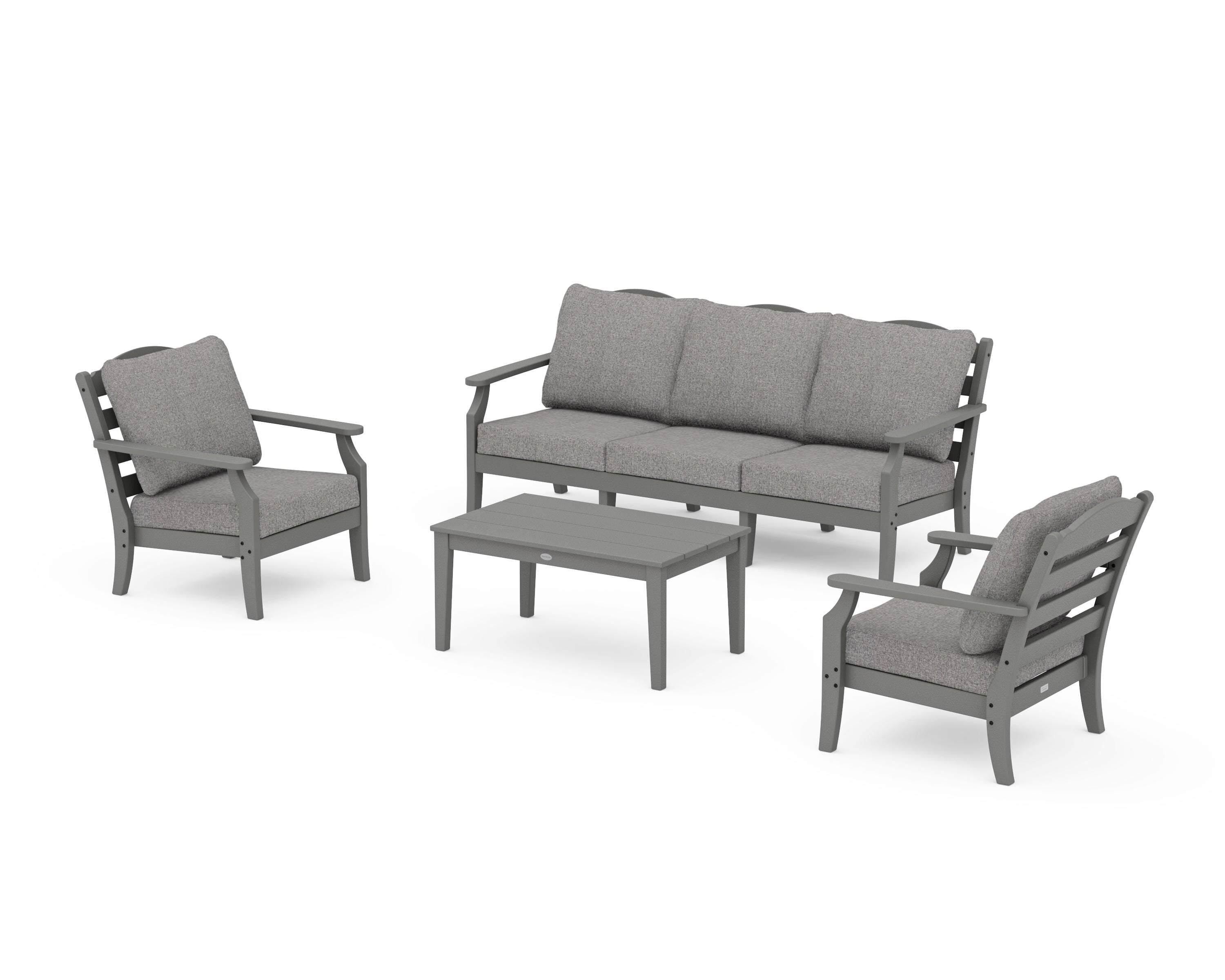 Draper James™ by POLYWOOD® Savannah 4-Piece Deep Seating Set with Sofa in Slate Grey / Grey Mist