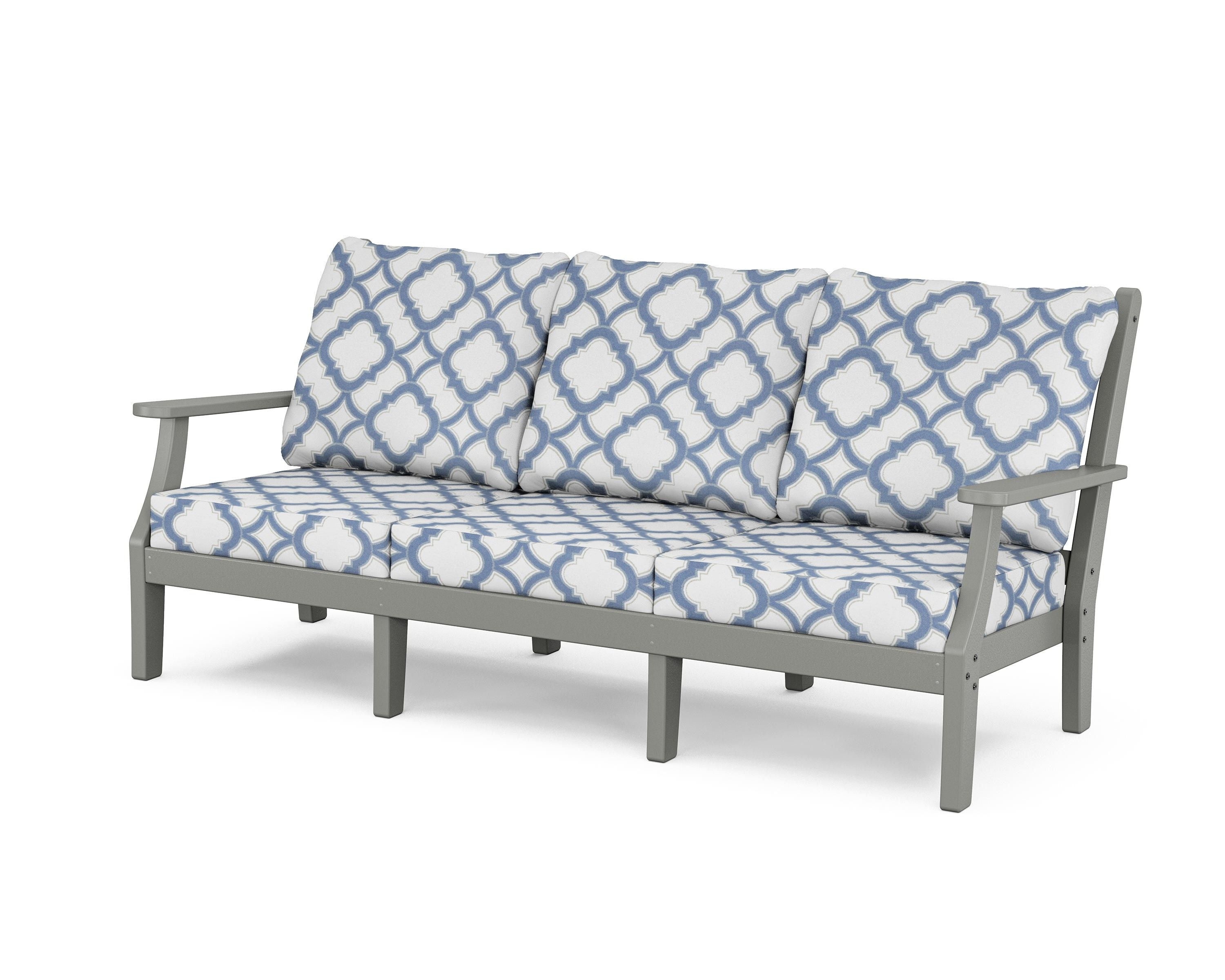 Country Living Wovendale Deep Seating Sofa in Slate Grey / Trellis Sky Blue