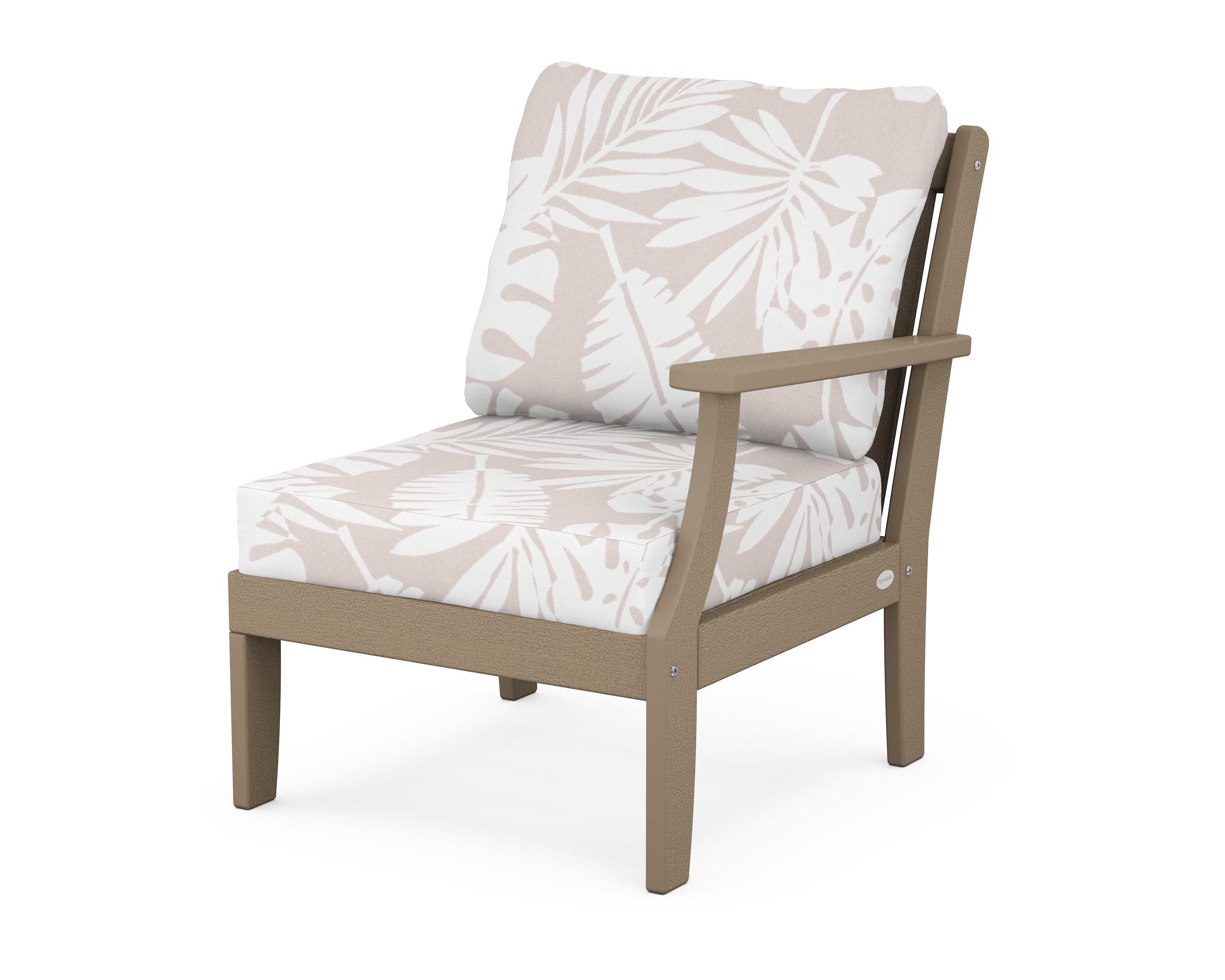 POLYWOOD® Braxton Modular Right Arm Chair in Vintage Sahara / Leaf Dune Burlap
