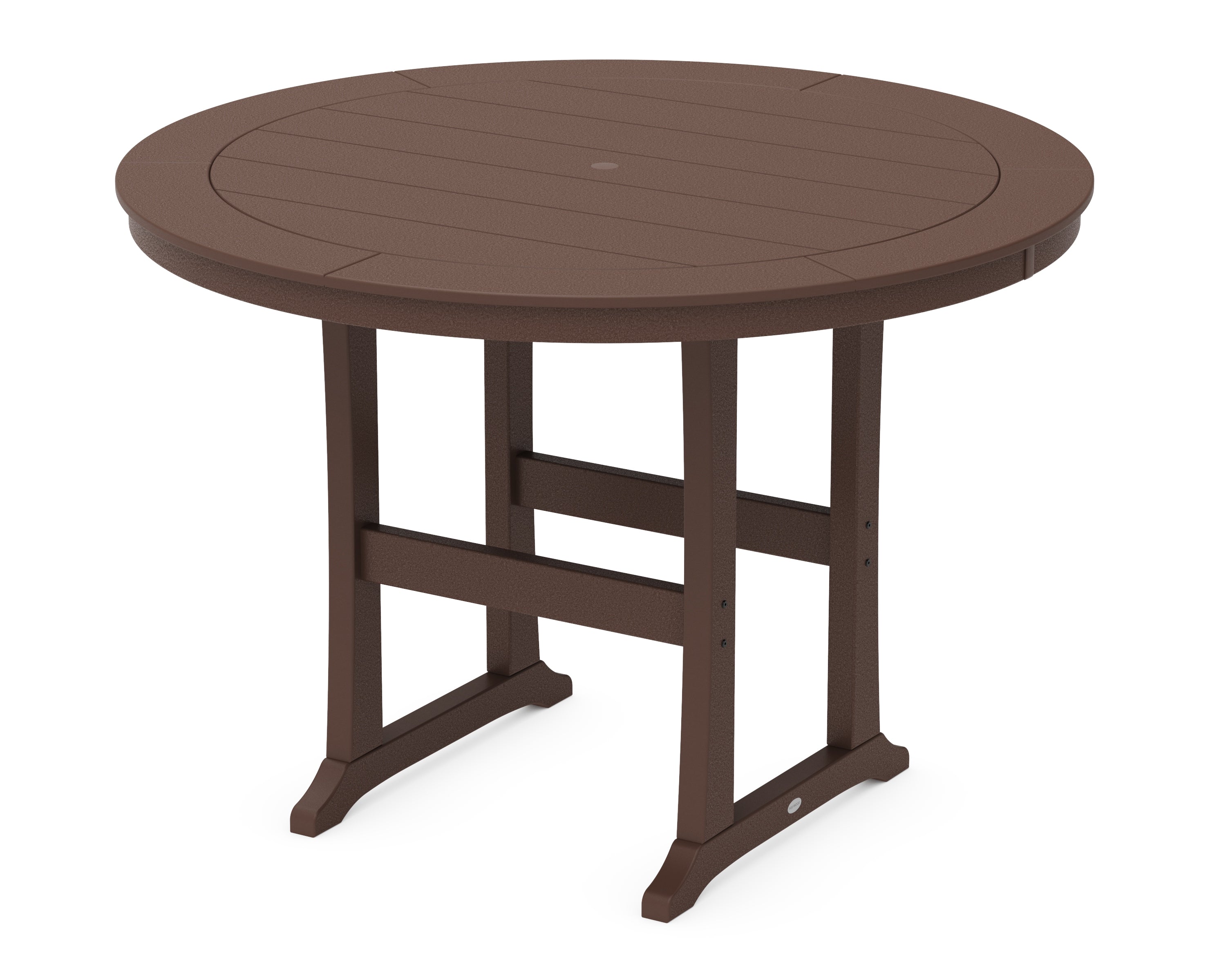 POLYWOOD® Nautical Trestle 60" Round Bar Table in Mahogany