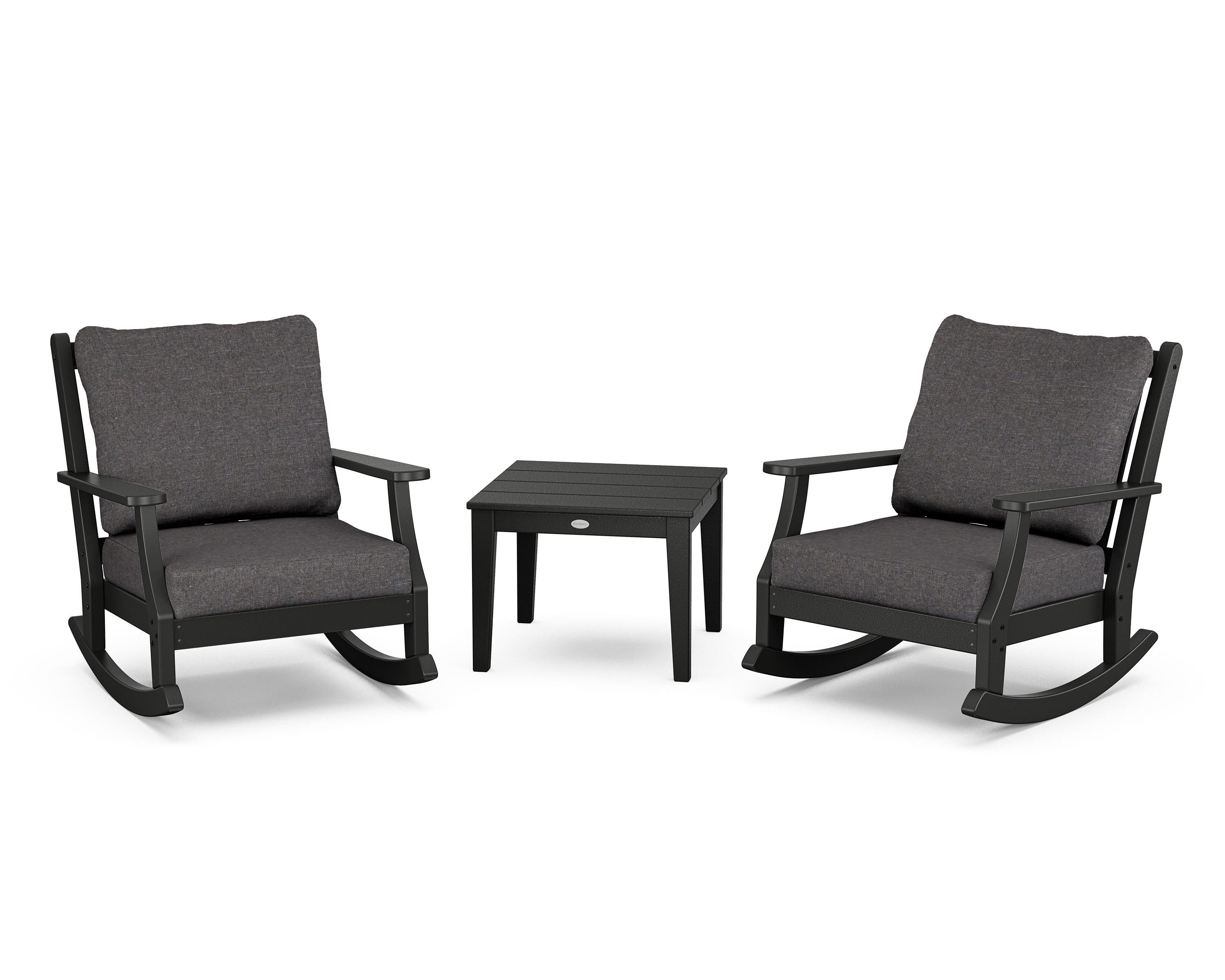 Country Living Wovendale 3-Piece Deep Seating Rocker Set in Black / Ash Charcoal