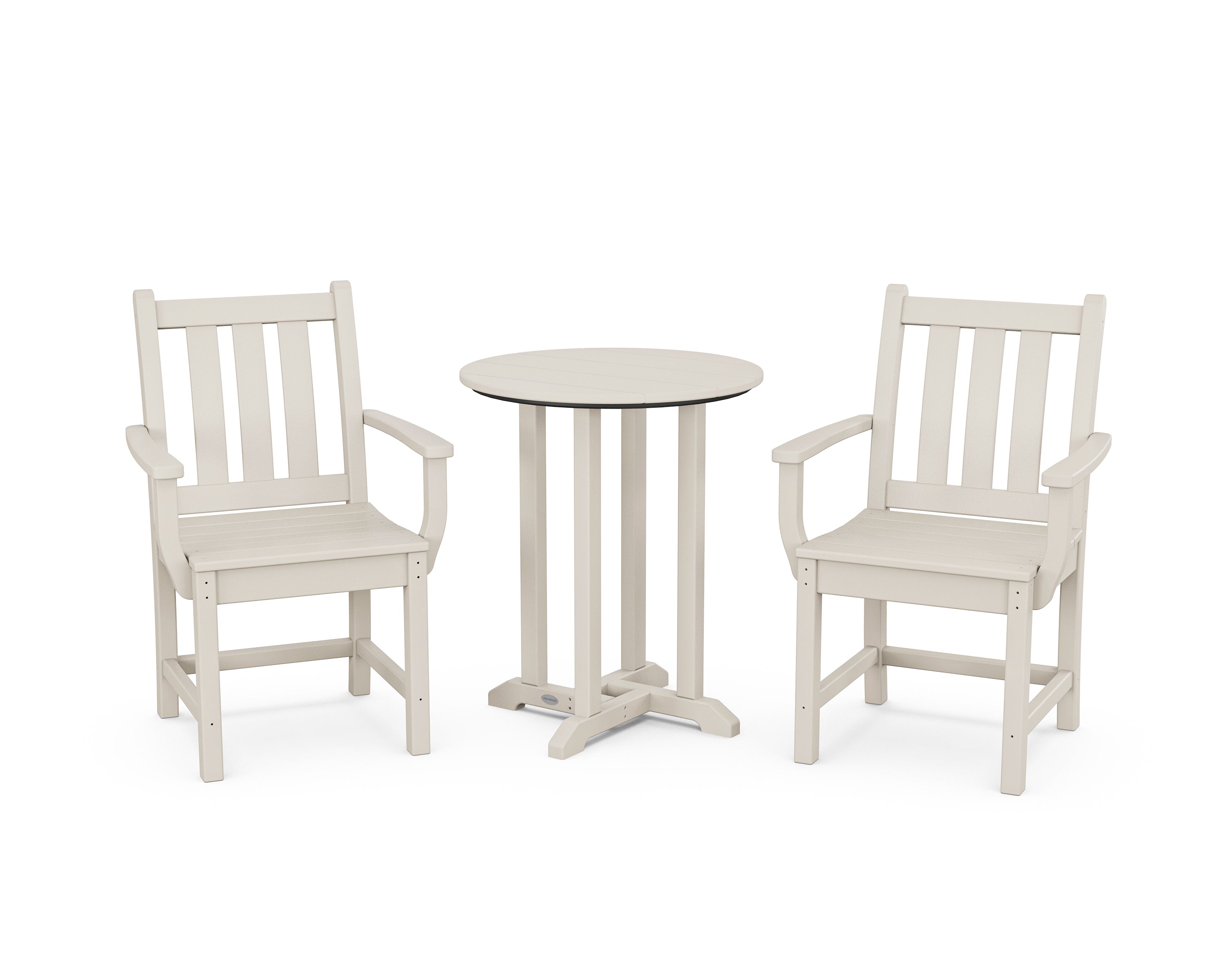 POLYWOOD® Traditional Garden 3-Piece Round Bistro Dining Set in Sand
