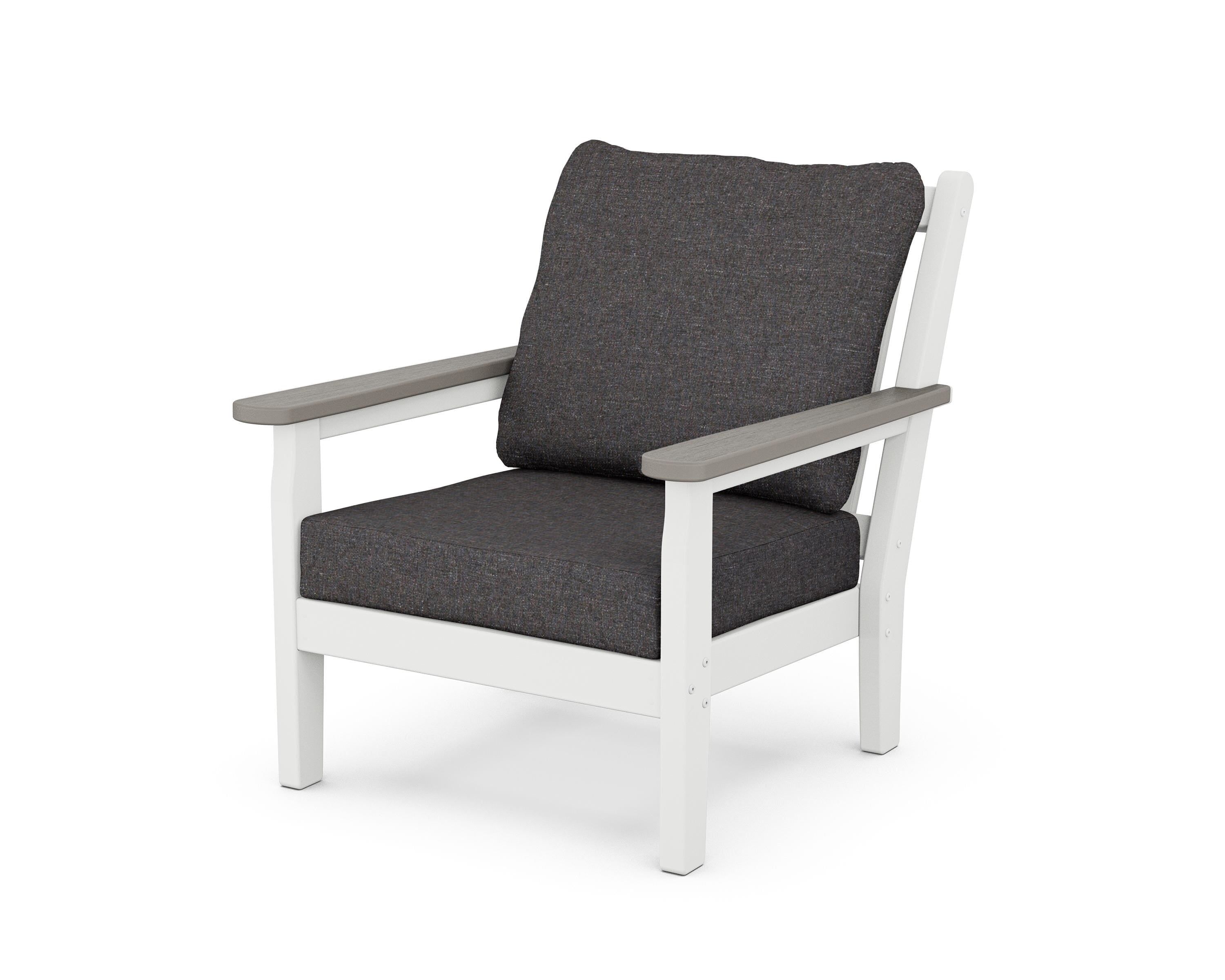 POLYWOOD® Chippendale Deep Seating Chair in White / Driftwood / Ash Charcoal