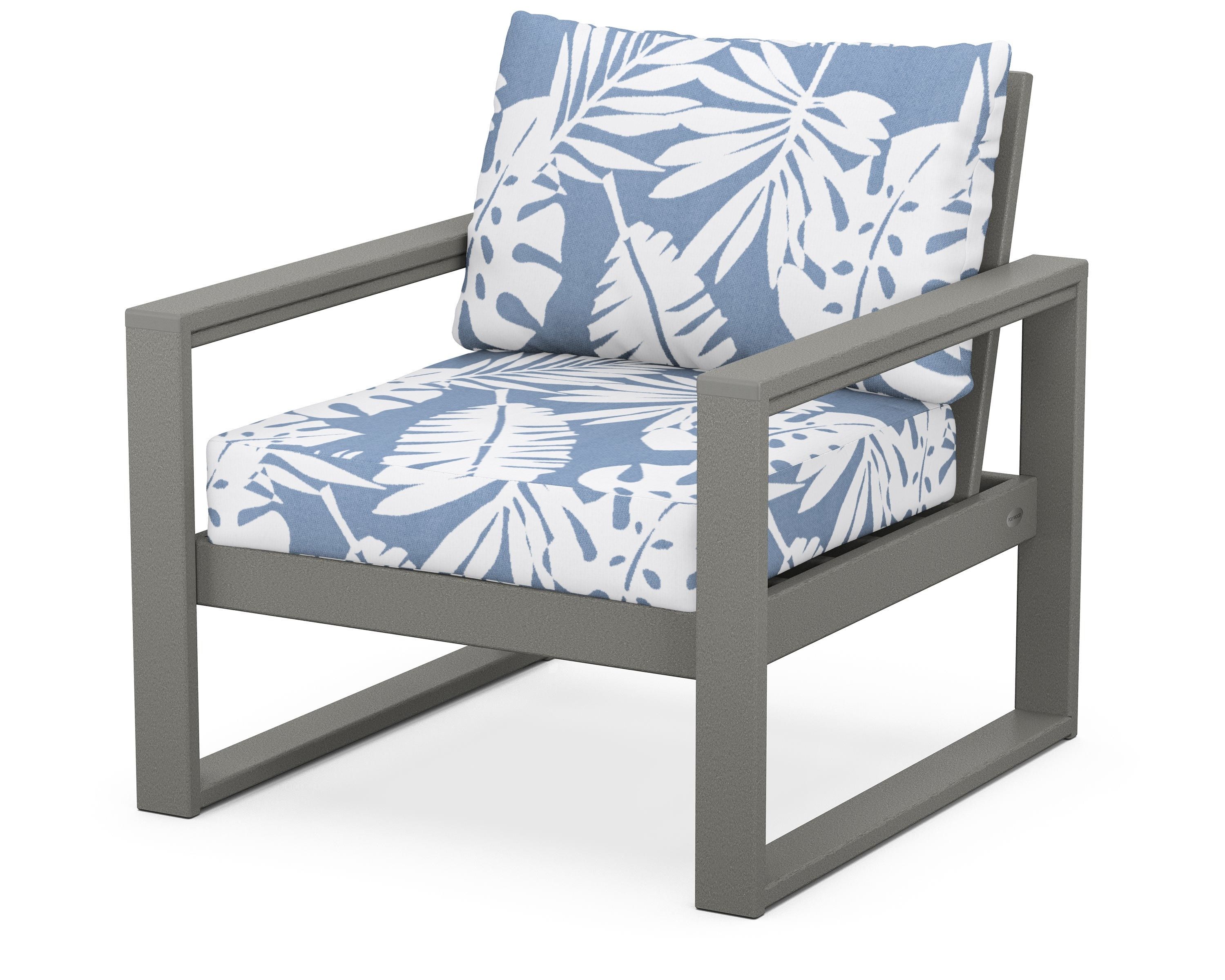 POLYWOOD® EDGE Club Chair in Slate Grey / Leaf Sky Blue