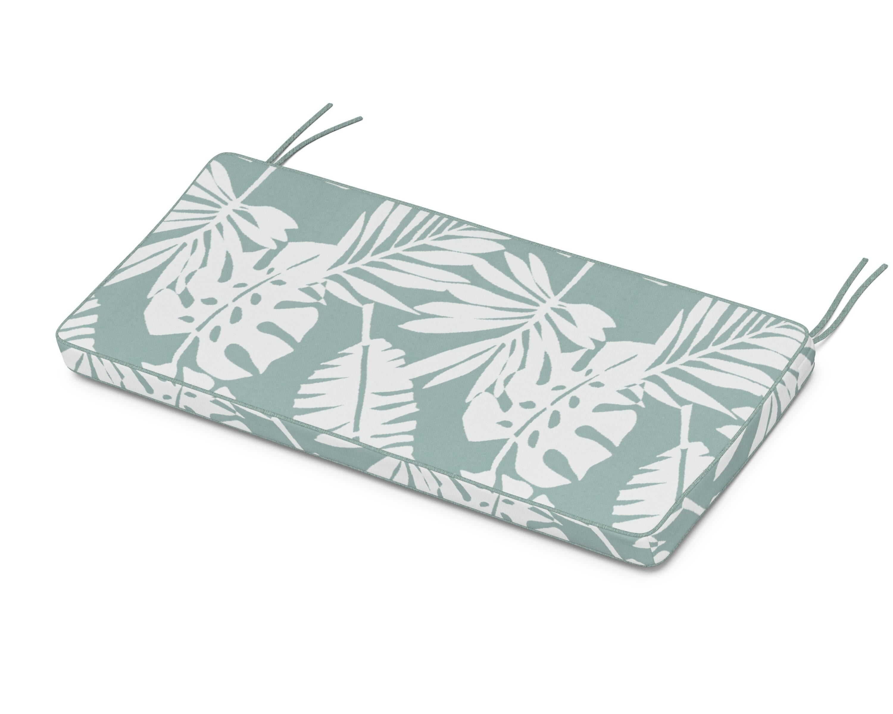 Martha Stewart by POLYWOOD® Chinoiserie Bench Seat Cushion in Leaf Glacier Spa