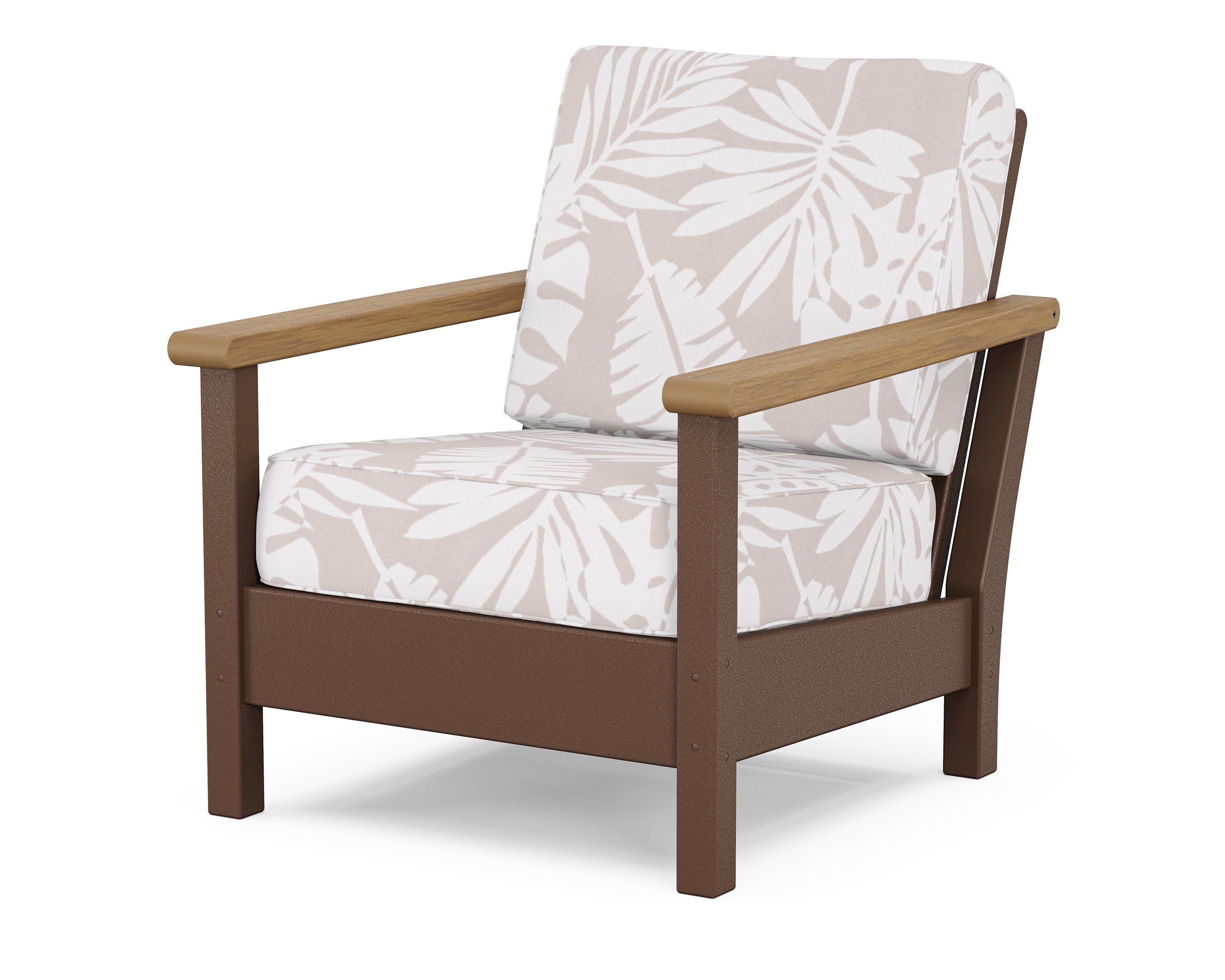 POLYWOOD® Harbour Deep Seating Chair in Mahogany / Natural / Leaf Dune Burlap