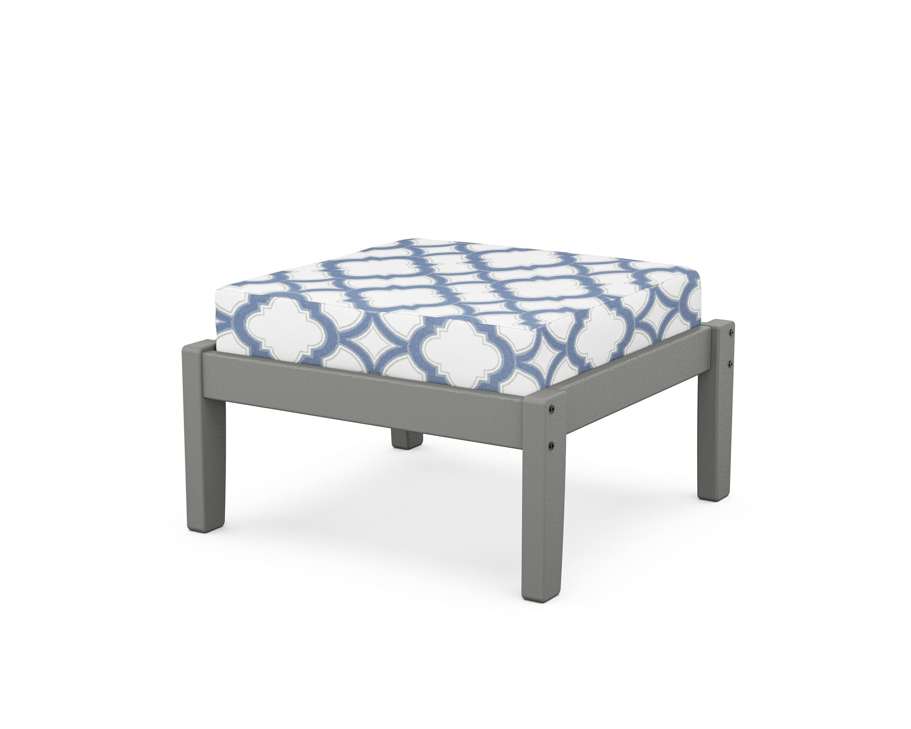 Unbranded Deep Seating Ottoman in Slate Grey / Trellis Sky Blue