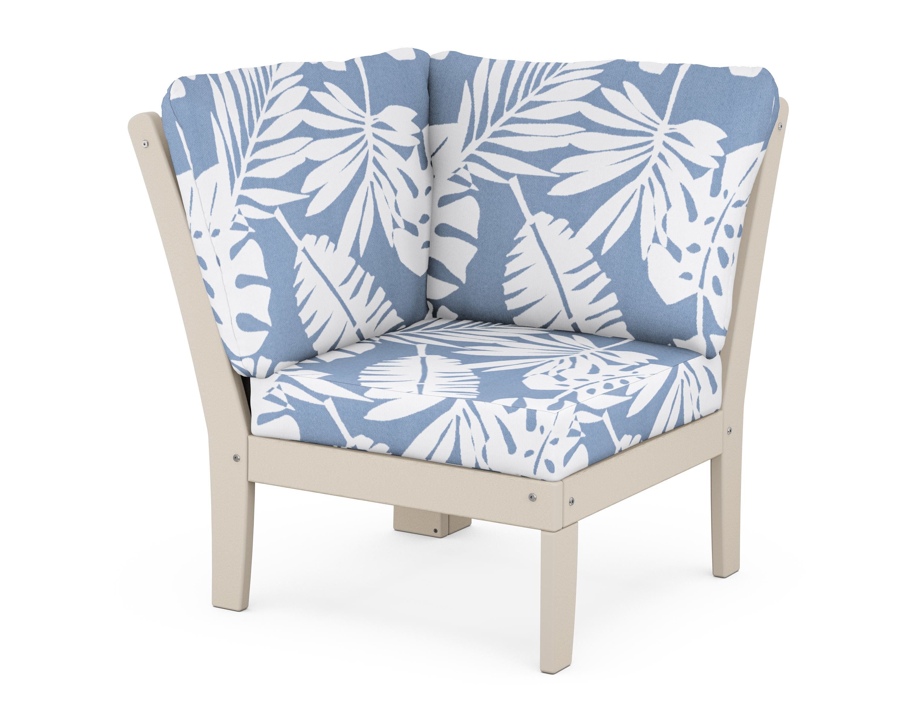 POLYWOOD® Braxton Modular Corner Chair in Sand / Leaf Sky Blue