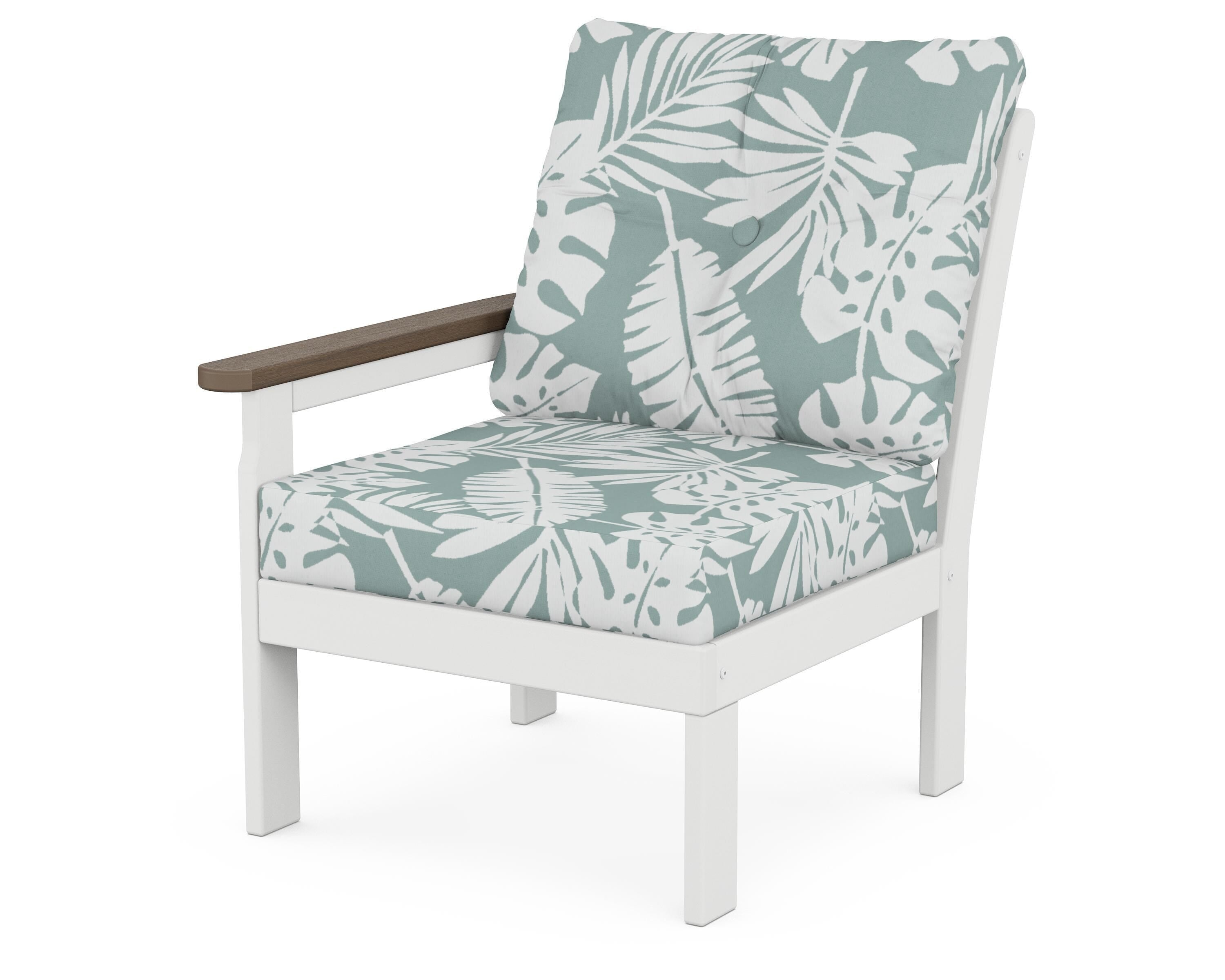 POLYWOOD® Vineyard Modular Left Arm Chair in White / Kona / Leaf Glacier Spa