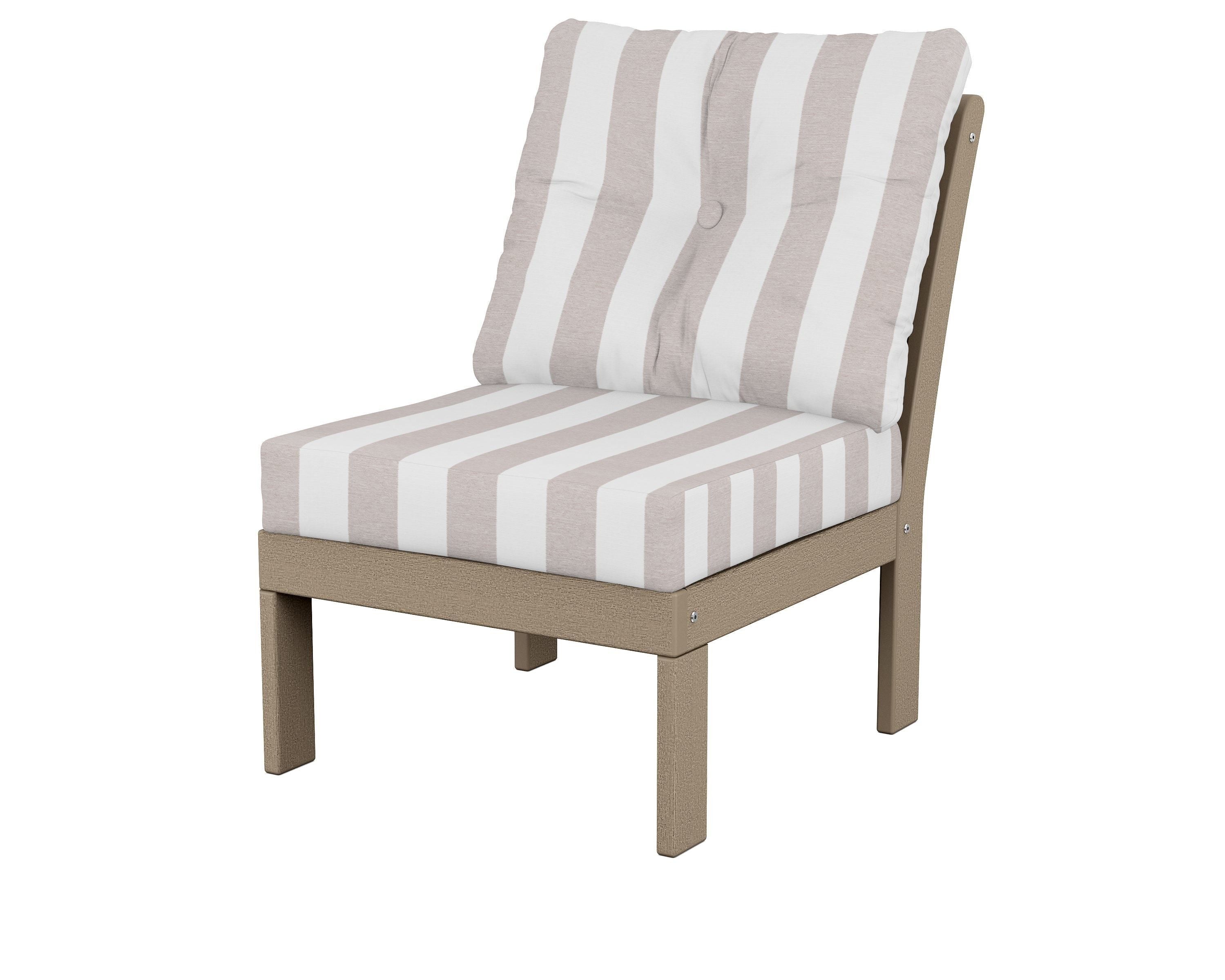 POLYWOOD® Vineyard Modular Armless Chair in Vintage Sahara / Cabana Stripe Dune Burlap