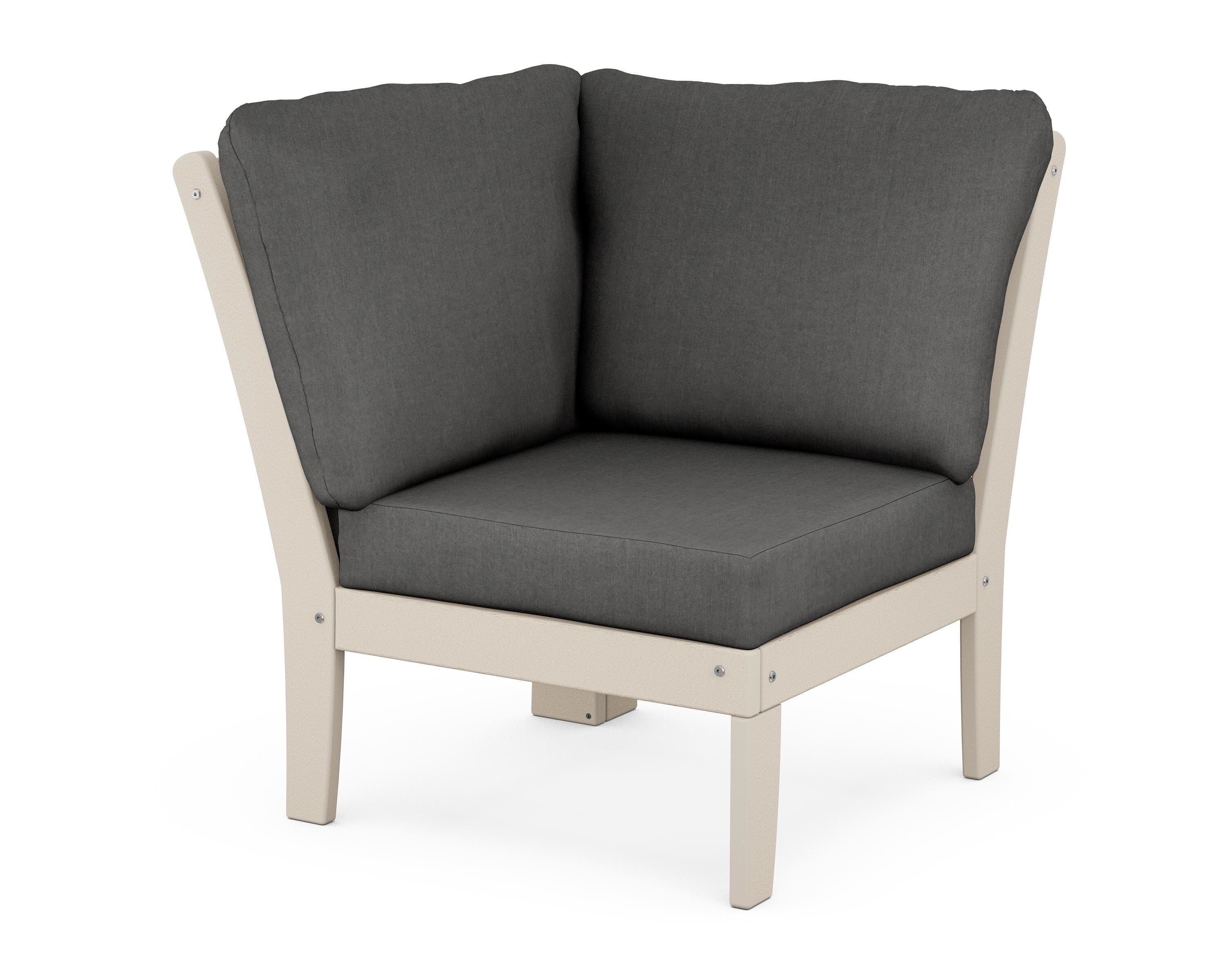 POLYWOOD® Braxton Modular Corner Chair in Sand / Spectrum Carbon