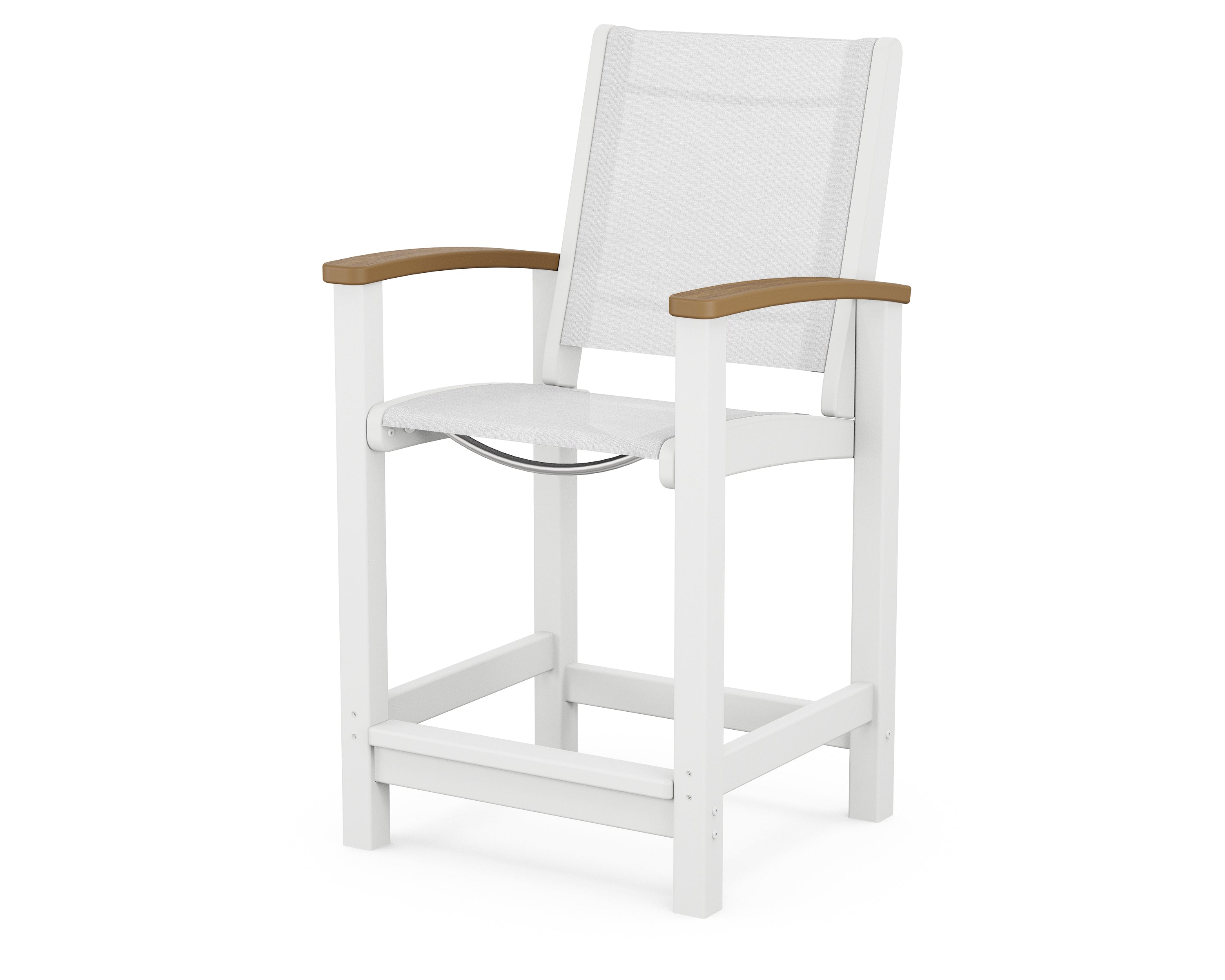 POLYWOOD® Coastal Counter Chair in White / Natural / White Sling