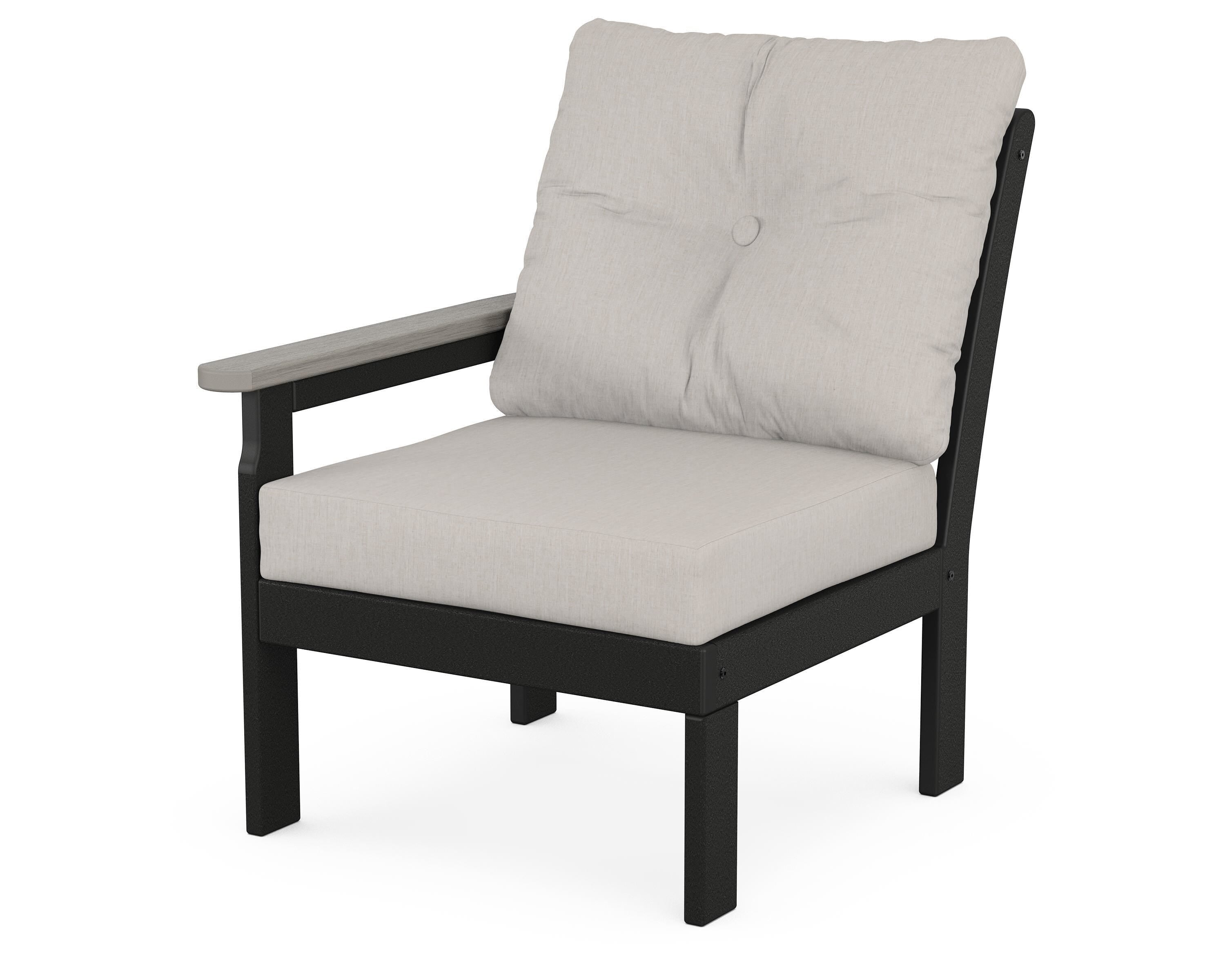POLYWOOD® Vineyard Modular Left Arm Chair in Black / Driftwood / Cast Ash