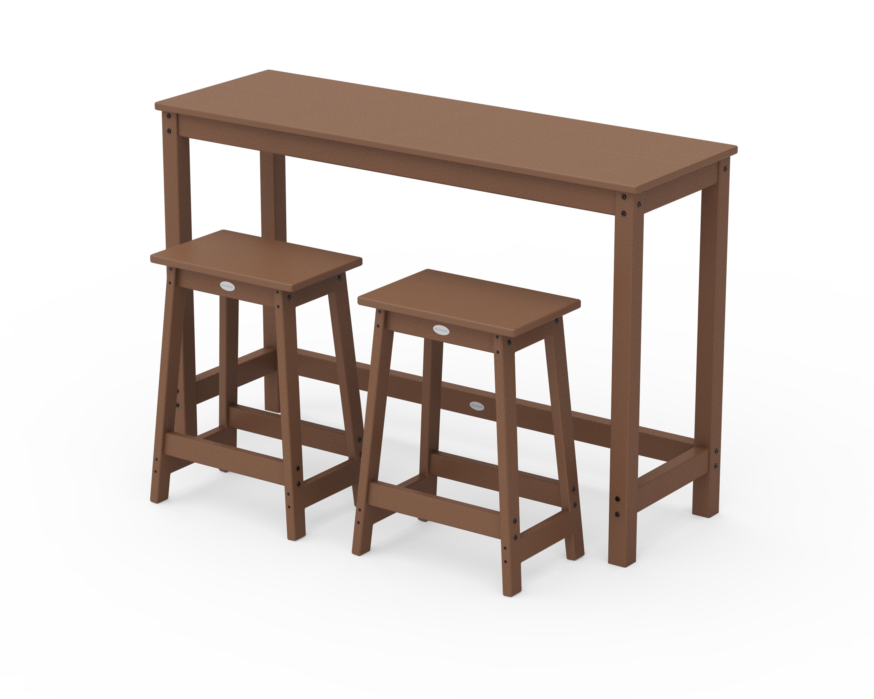 POLYWOOD® Modern Studio Stool 3-Piece Counter Balcony Set in Teak