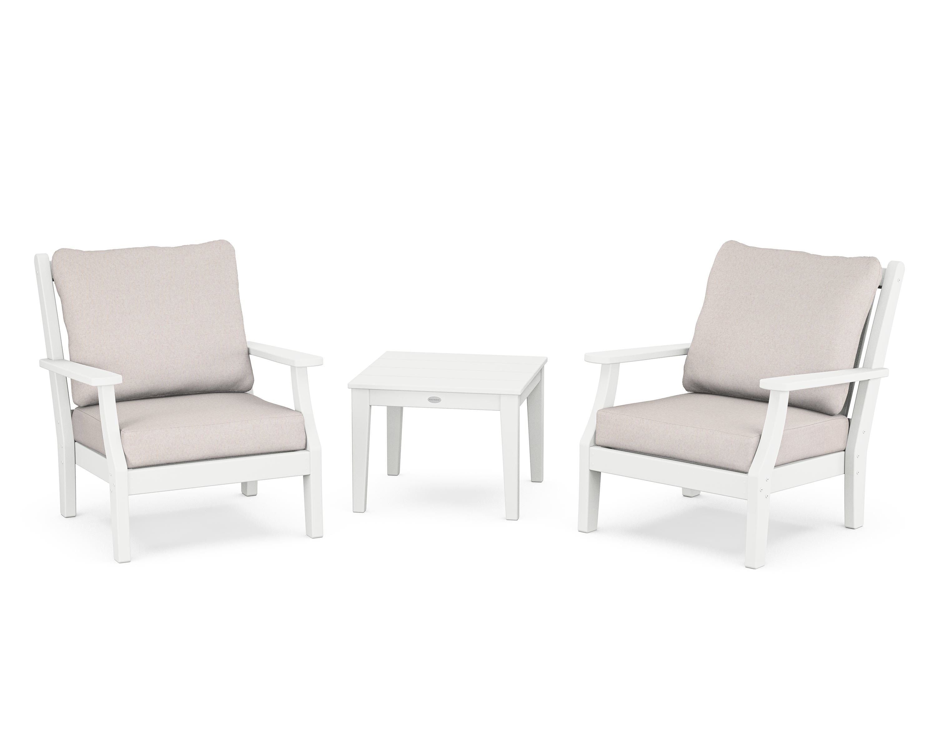 Country Living Wovendale 3-Piece Deep Seating Set in White / Dune Burlap