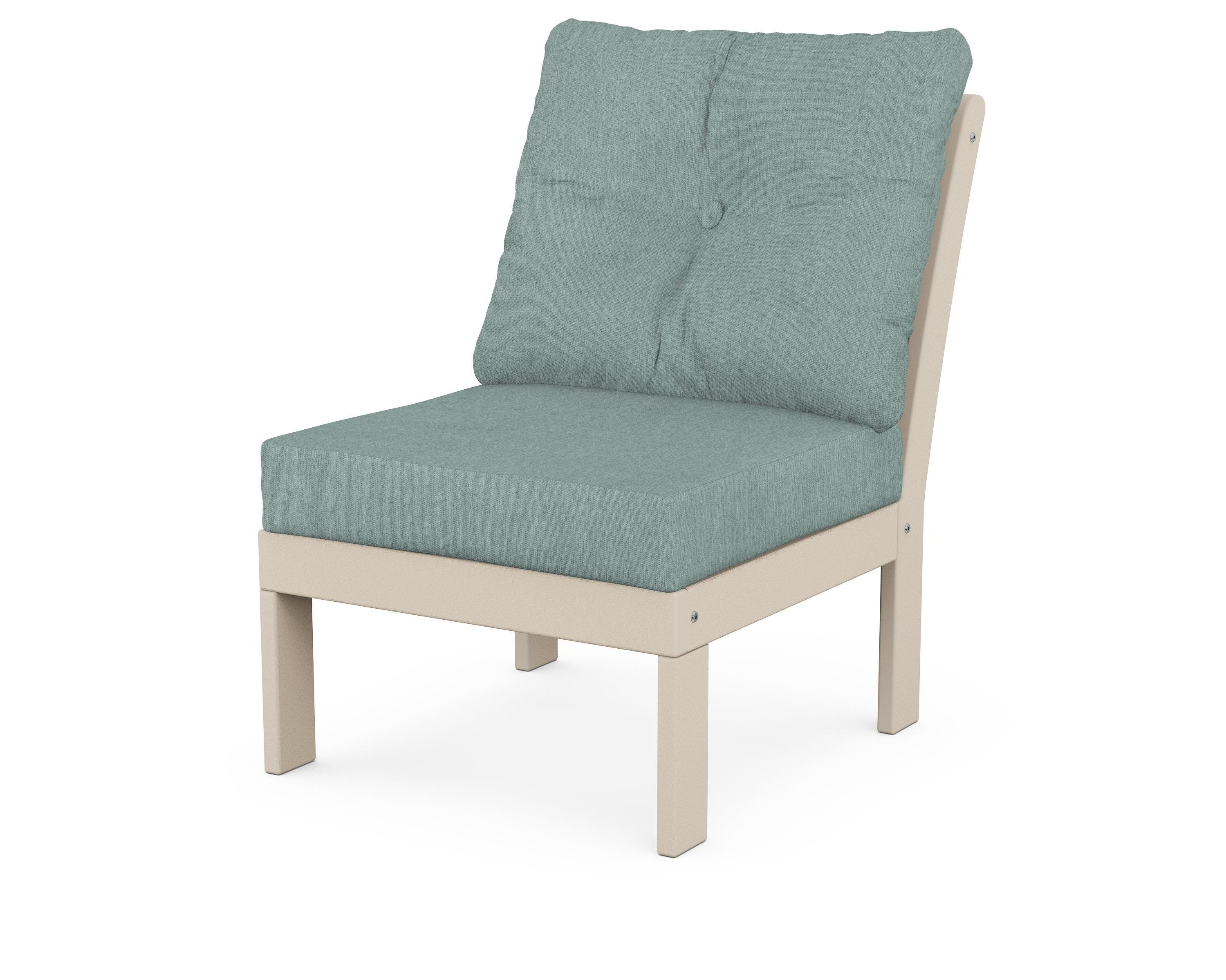 POLYWOOD® Vineyard Modular Armless Chair in Sand / Glacier Spa